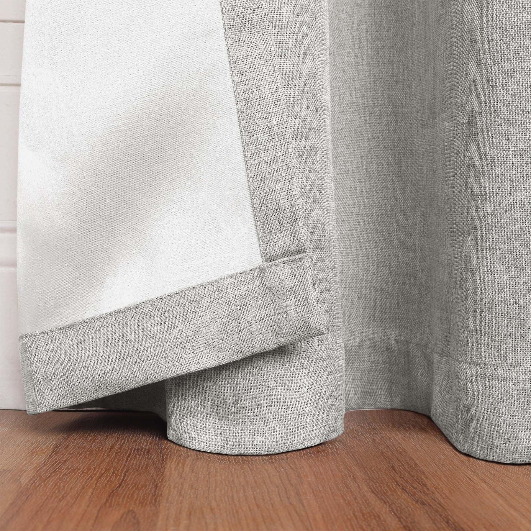 Linen Pattern Washable Room Darkening Blackout Curtain Set 42" - 8 Pieces