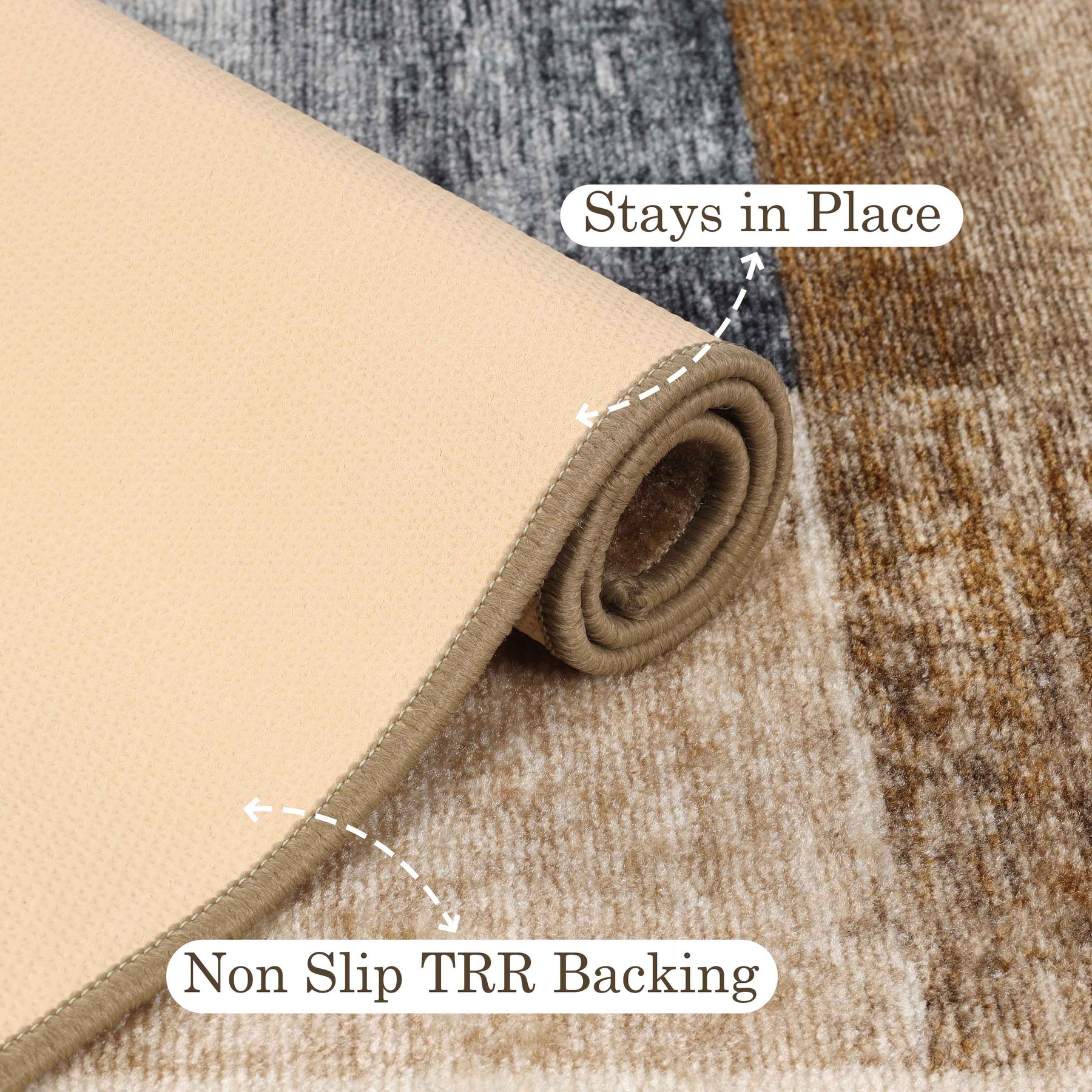 Lockwood Color Block Non-Slip Washable Indoor Area Rug or Runner