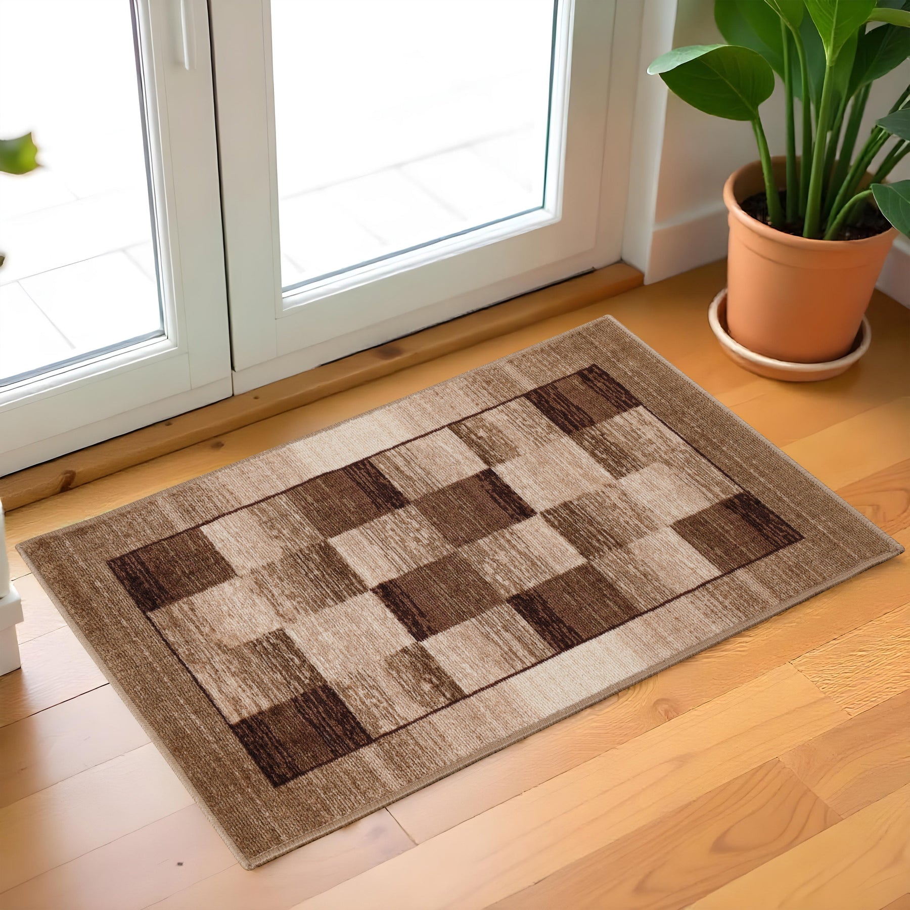 Lockwood Color Block Non-Slip Washable Indoor Area Rug or Runner