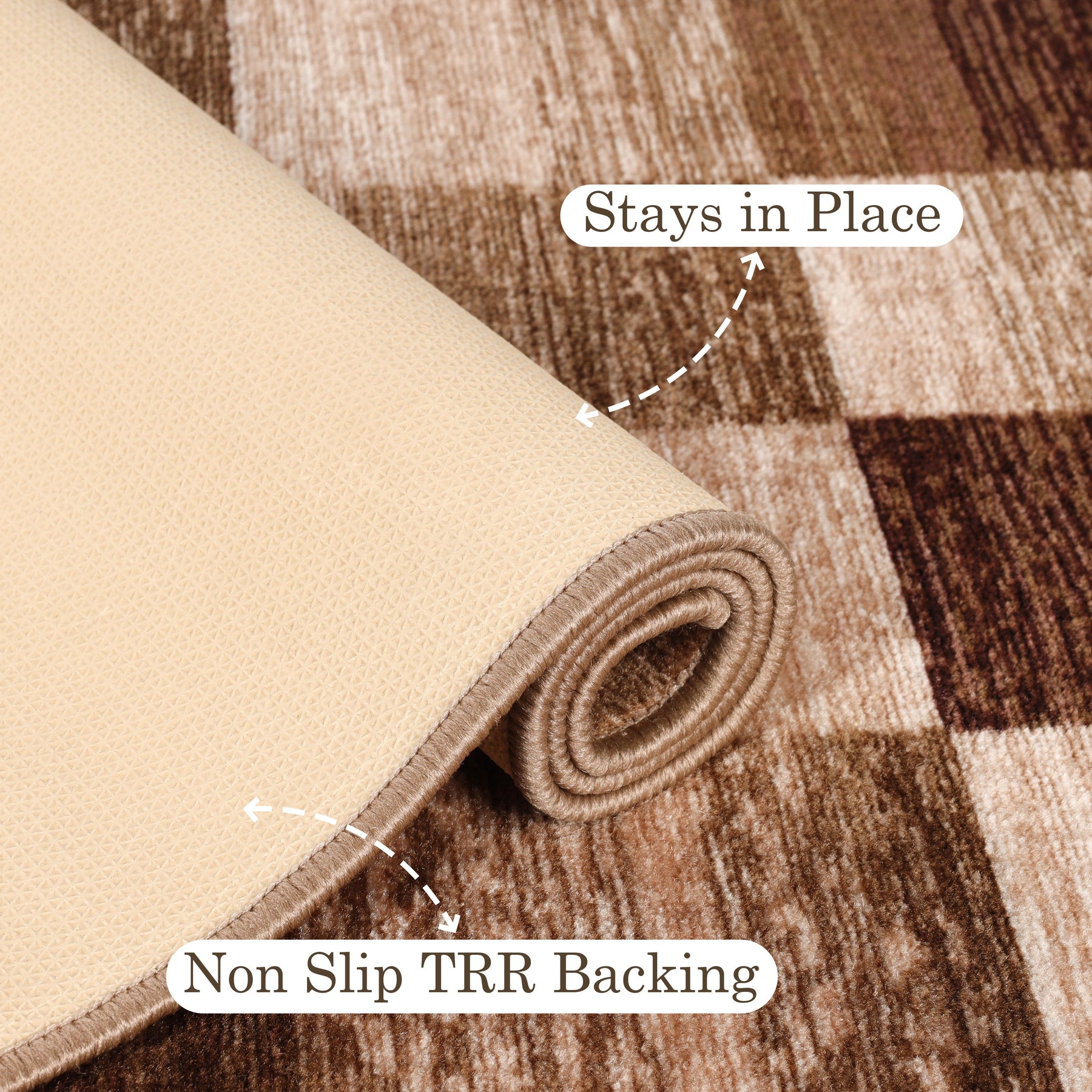 Lockwood Color Block Non-Slip Washable Indoor Area Rug or Runner