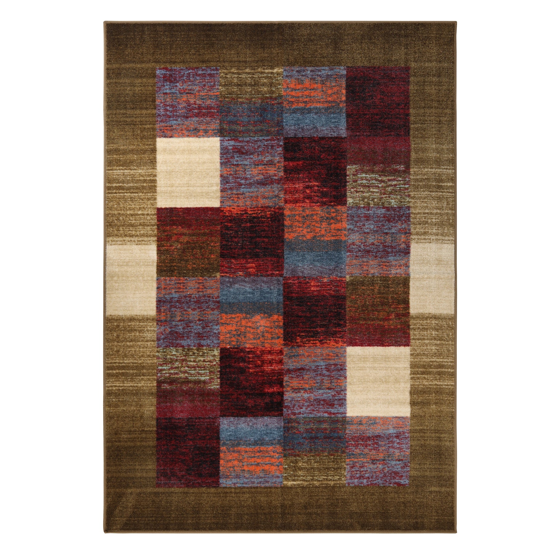 Lockwood Color Block Non-Slip Washable Indoor Area Rug or Runner