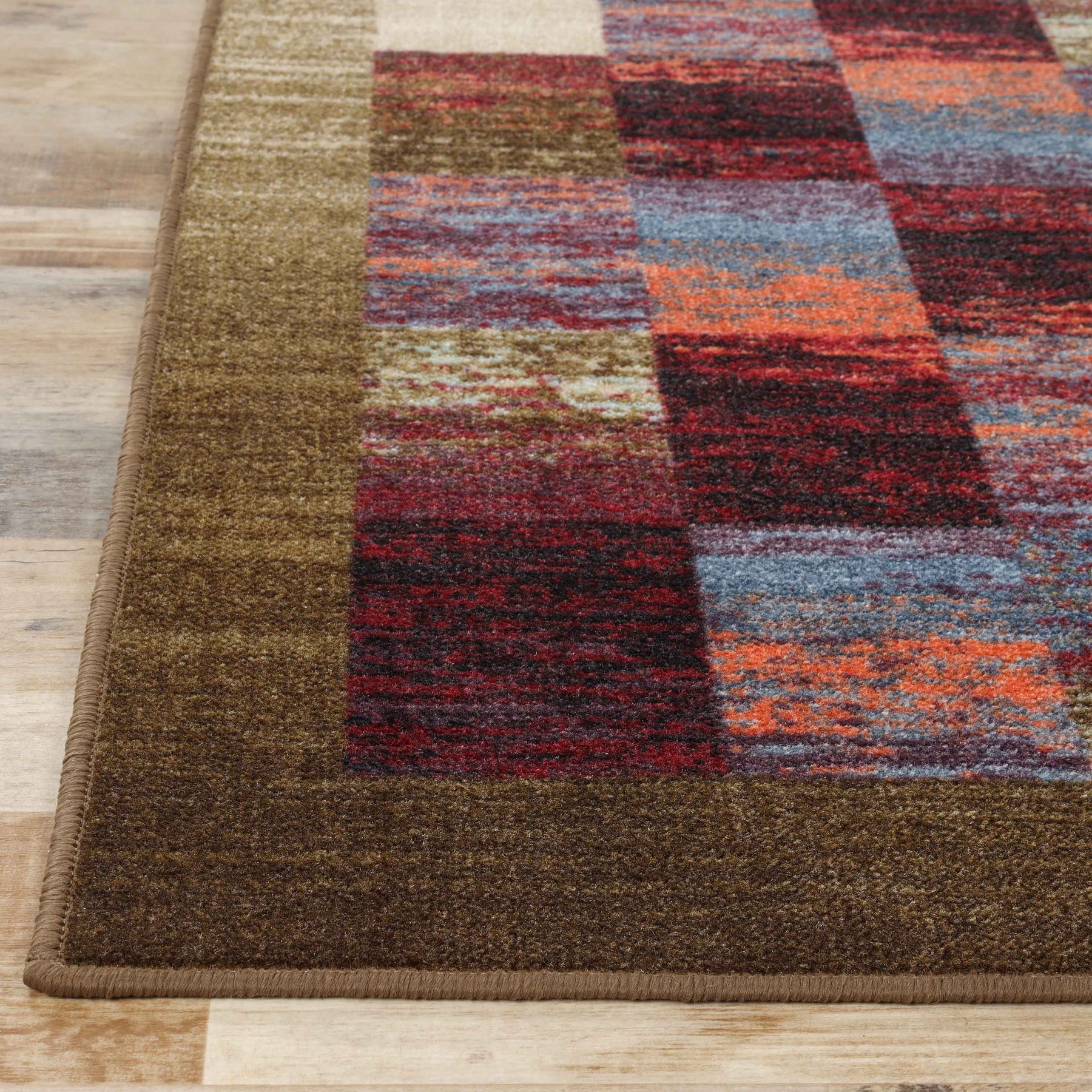 Lockwood Color Block Non-Slip Washable Indoor Area Rug or Runner