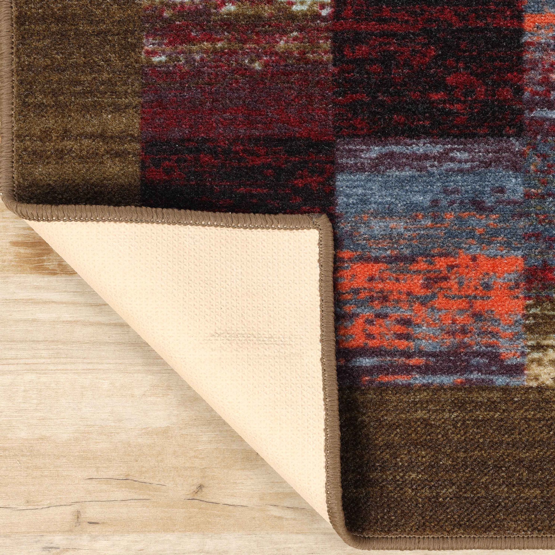 Lockwood Color Block Non-Slip Washable Indoor Area Rug or Runner