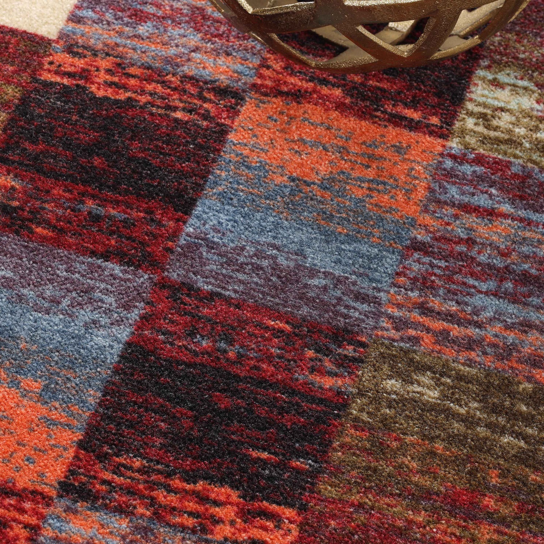 Lockwood Color Block Non-Slip Washable Indoor Area Rug or Runner