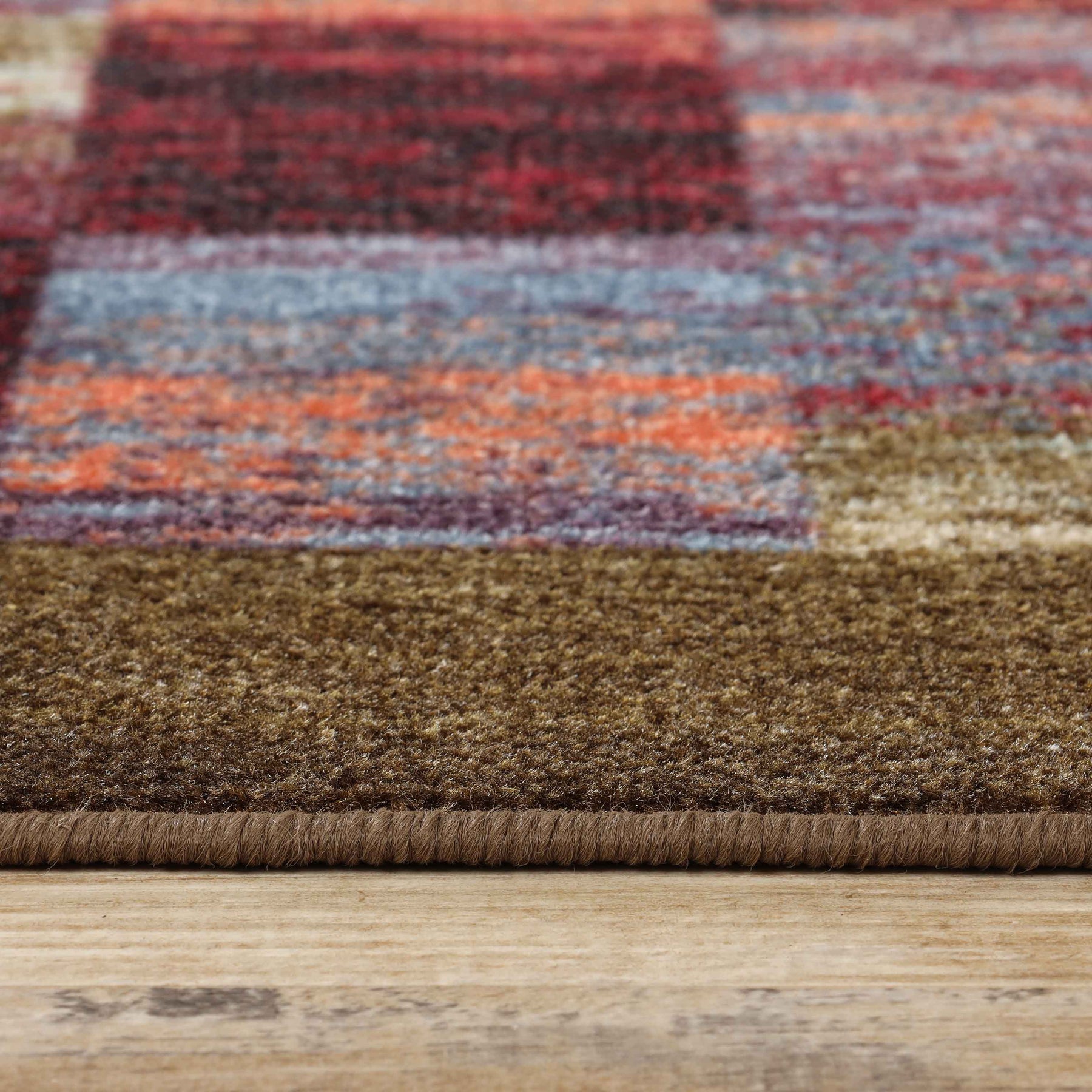 Lockwood Color Block Non-Slip Washable Indoor Area Rug or Runner