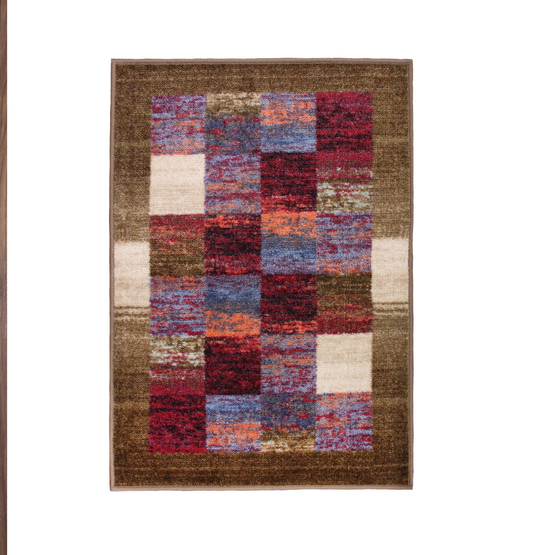 Lockwood Color Block Non-Slip Washable Indoor Area Rug or Runner