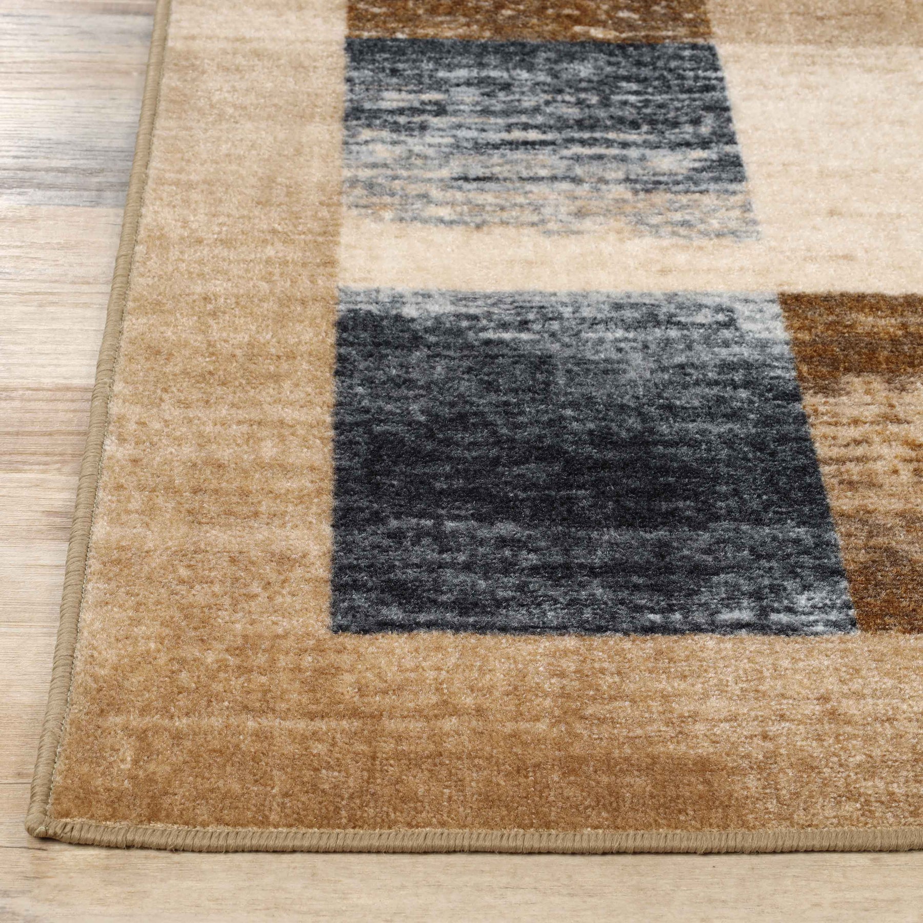 Lockwood Color Block Non-Slip Washable Indoor Area Rug or Runner