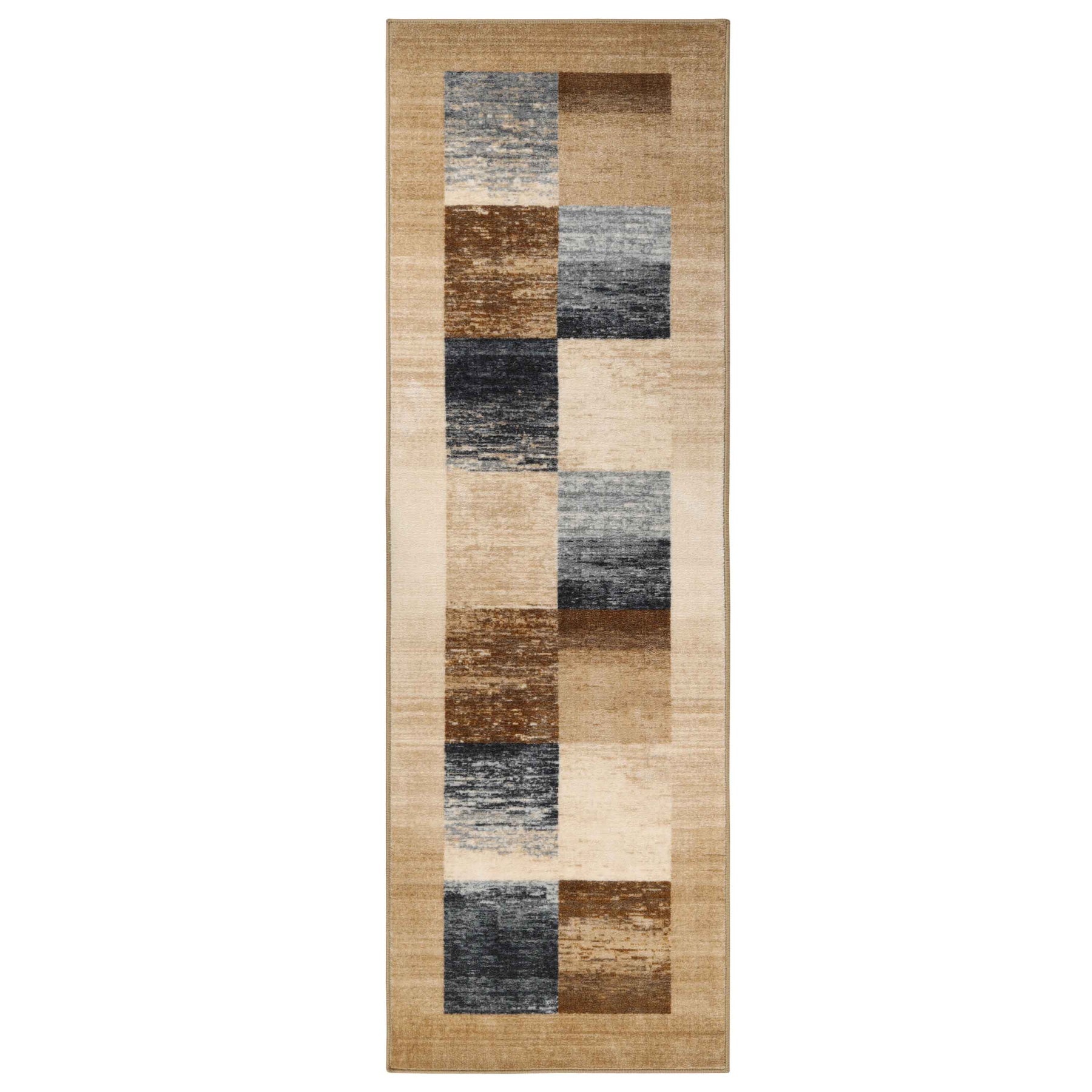 Lockwood Color Block Non-Slip Washable Indoor Area Rug or Runner