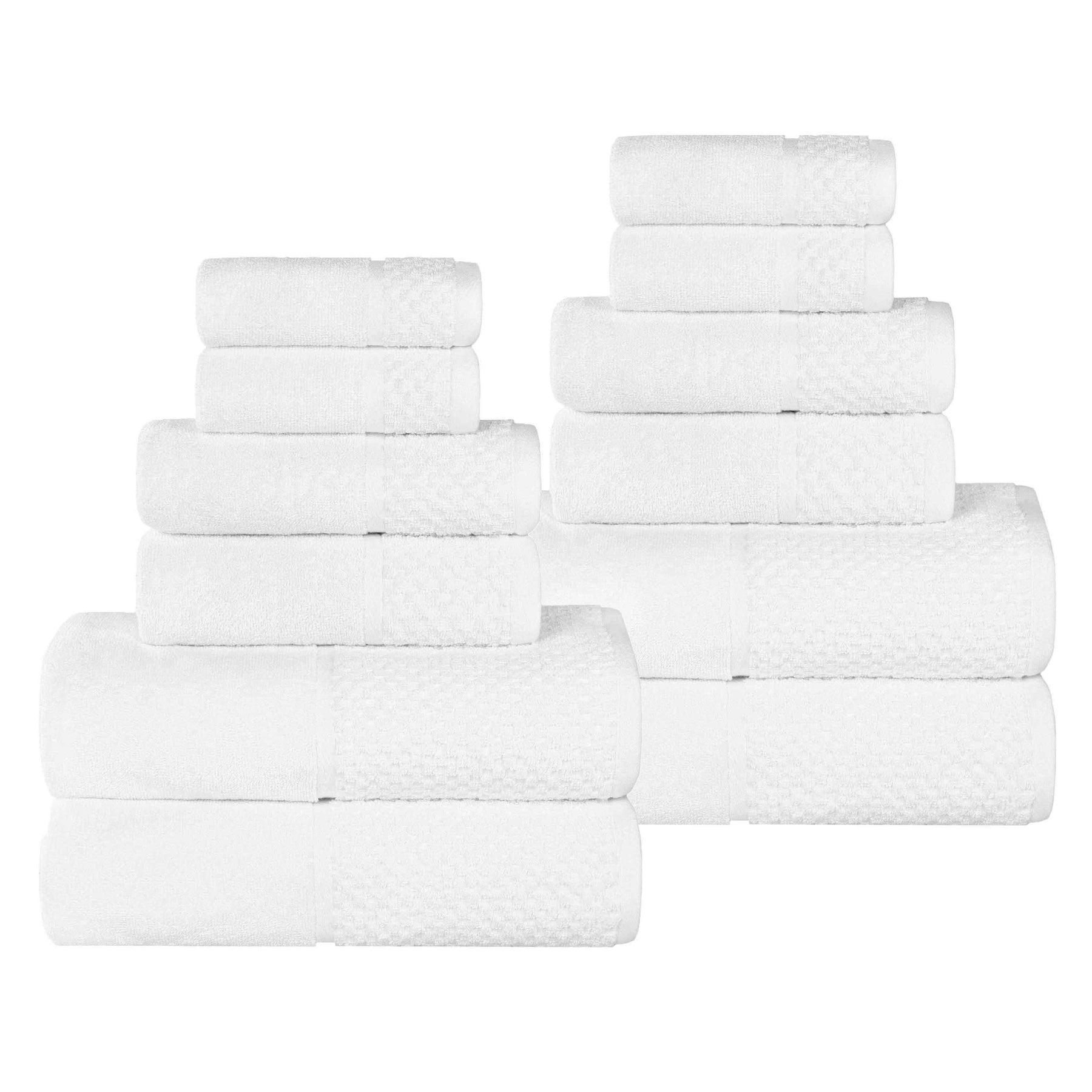 Lodie Cotton Jacquard Solid and Two-Toned 12 Piece Assorted Towel Set