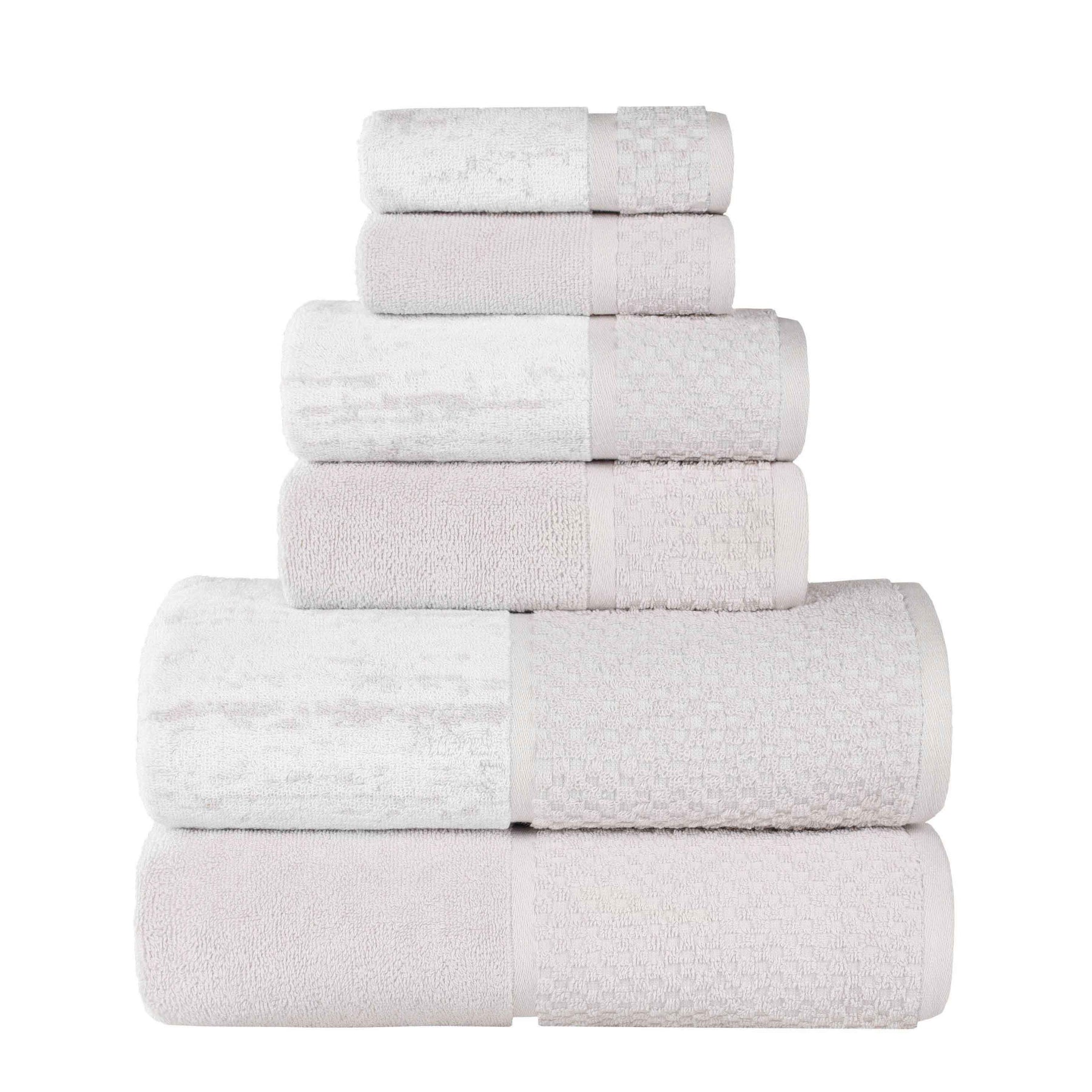 Lodie Cotton Jacquard Solid and Two-Toned 6 Piece Assorted Towel Set