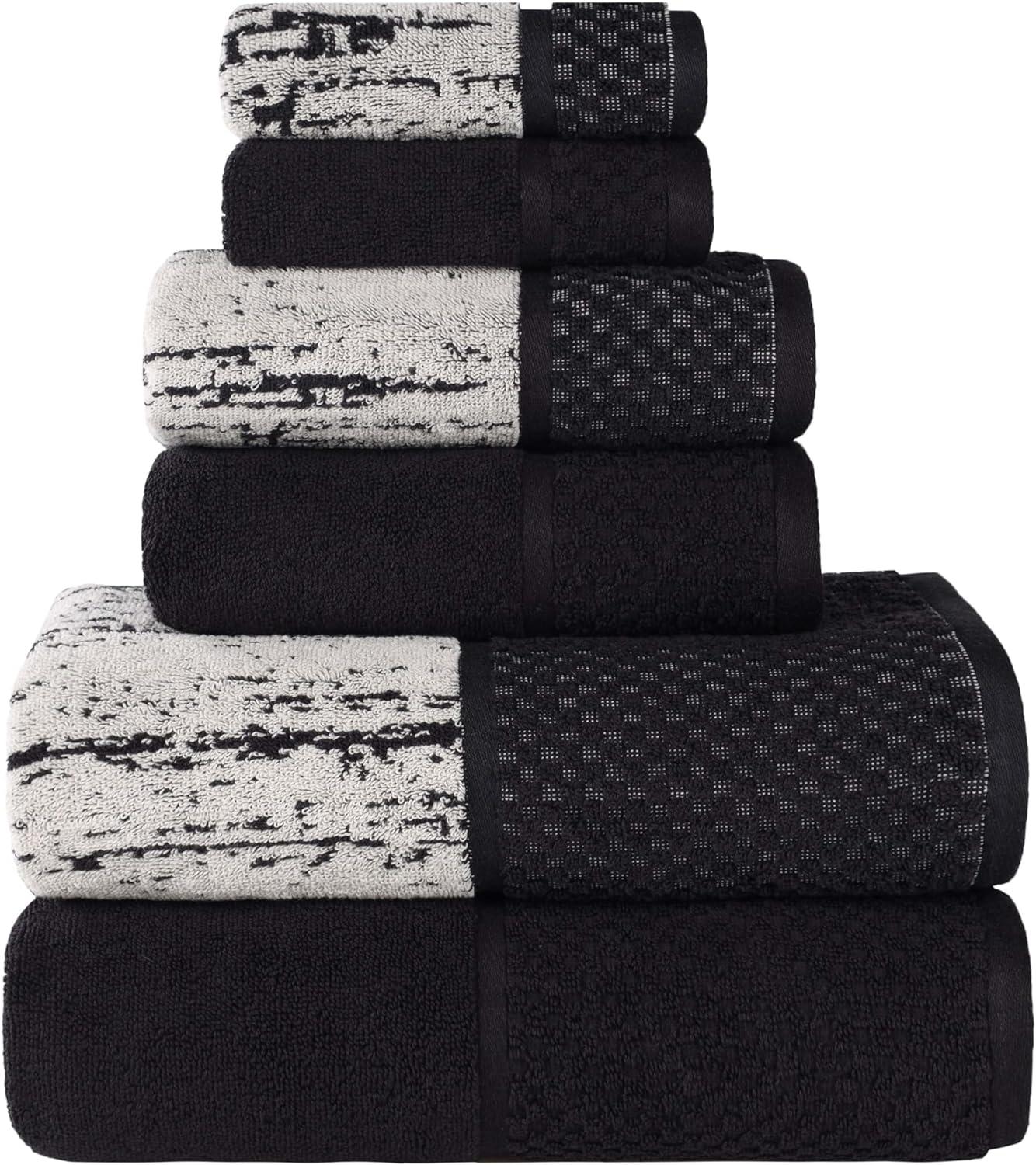 Lodie Cotton Jacquard Solid and Two-Toned 6 Piece Assorted Towel Set