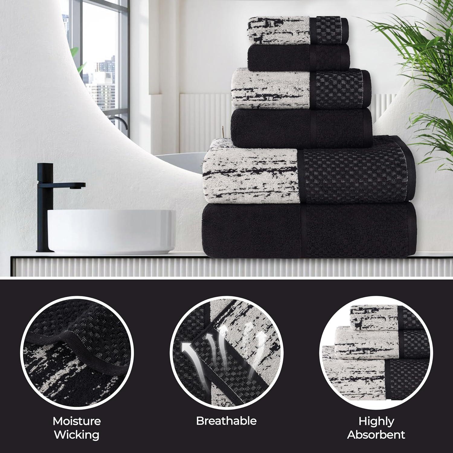 Lodie Cotton Jacquard Solid and Two-Toned 6 Piece Assorted Towel Set