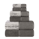 Lodie Cotton Jacquard Solid and Two-Toned 6 Piece Assorted Towel Set