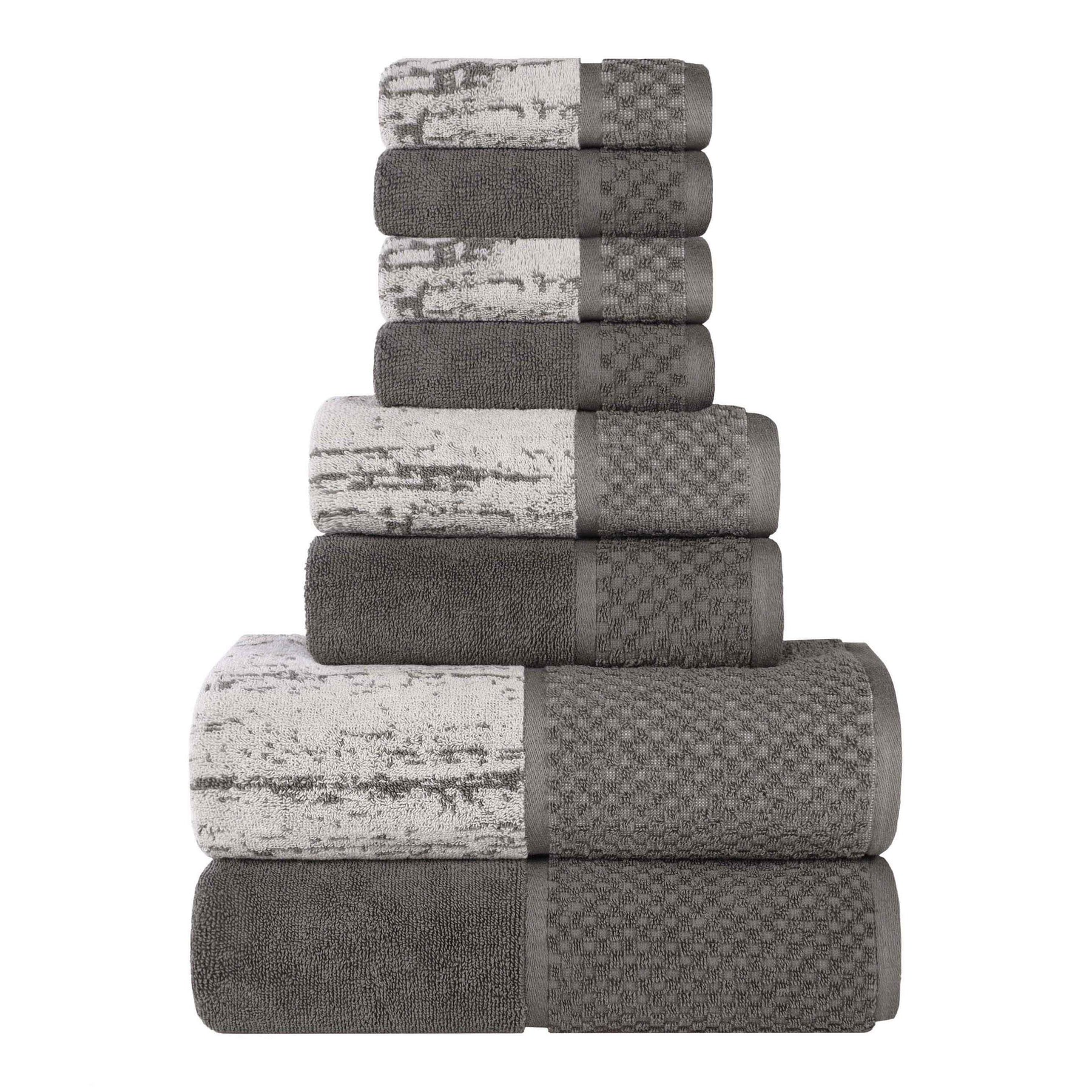 Lodie Cotton Jacquard Solid and Two-Toned 8 Piece Assorted Towel Set