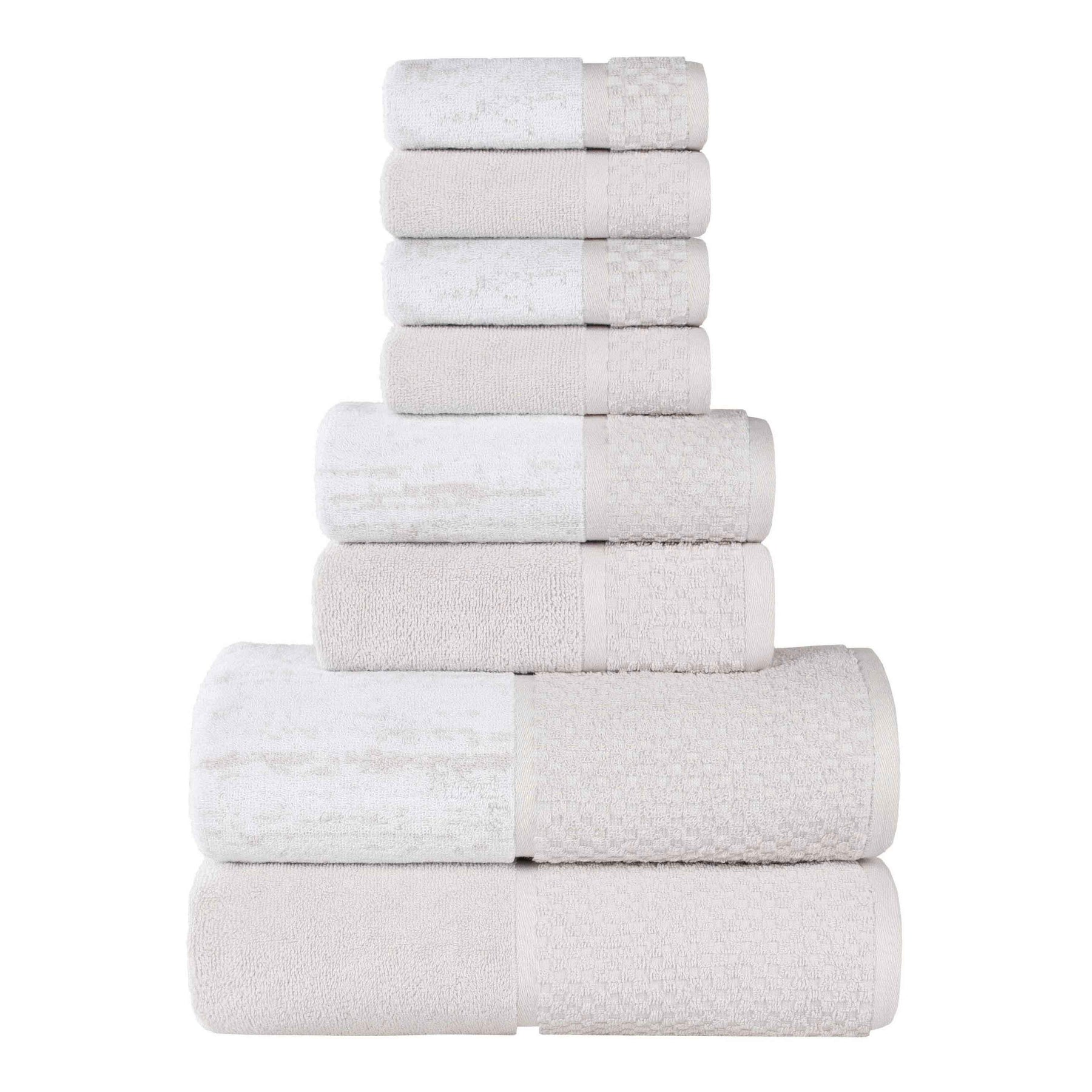 Lodie Cotton Jacquard Solid and Two-Toned 8 Piece Assorted Towel Set