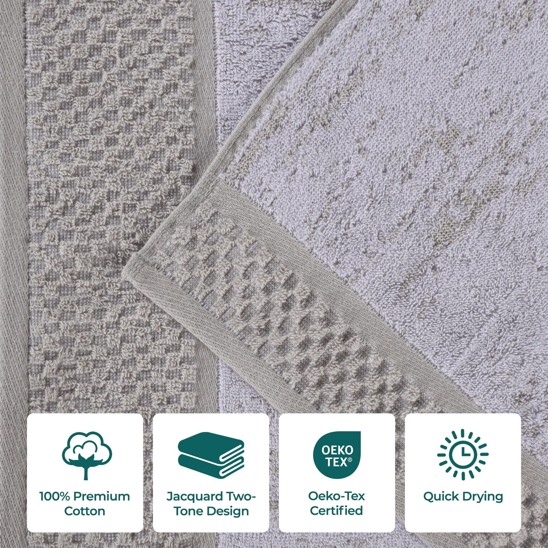 Lodie Cotton Jacquard Solid and Two-Toned 8 Piece Assorted Towel Set