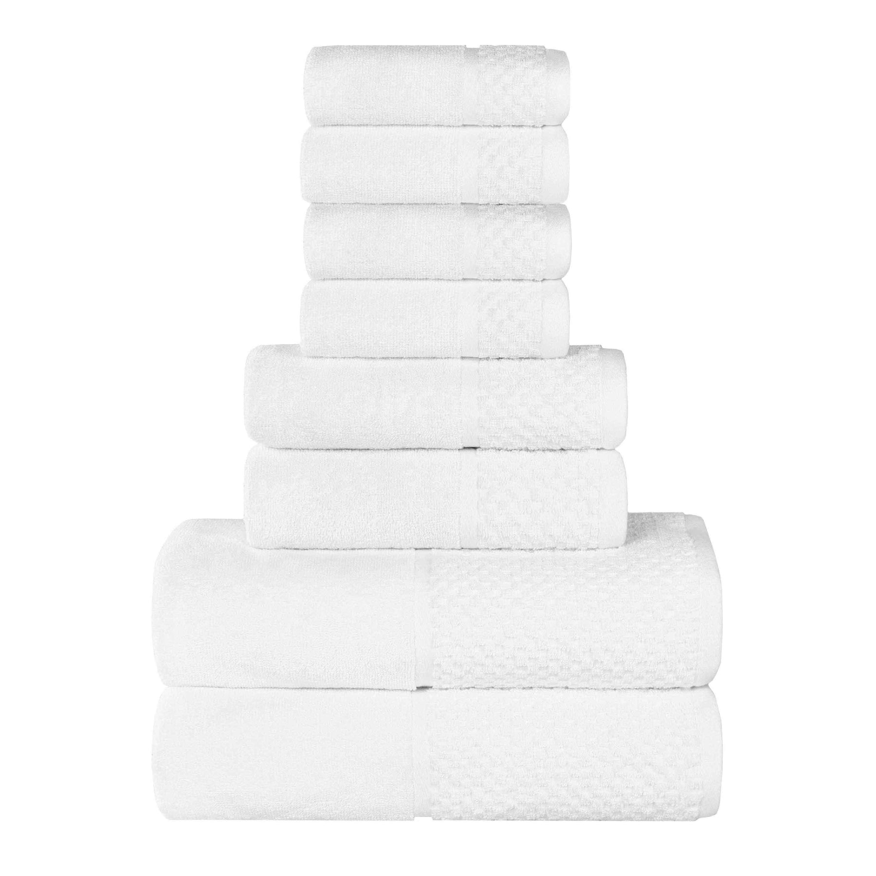 Lodie Cotton Jacquard Solid and Two-Toned 8 Piece Assorted Towel Set