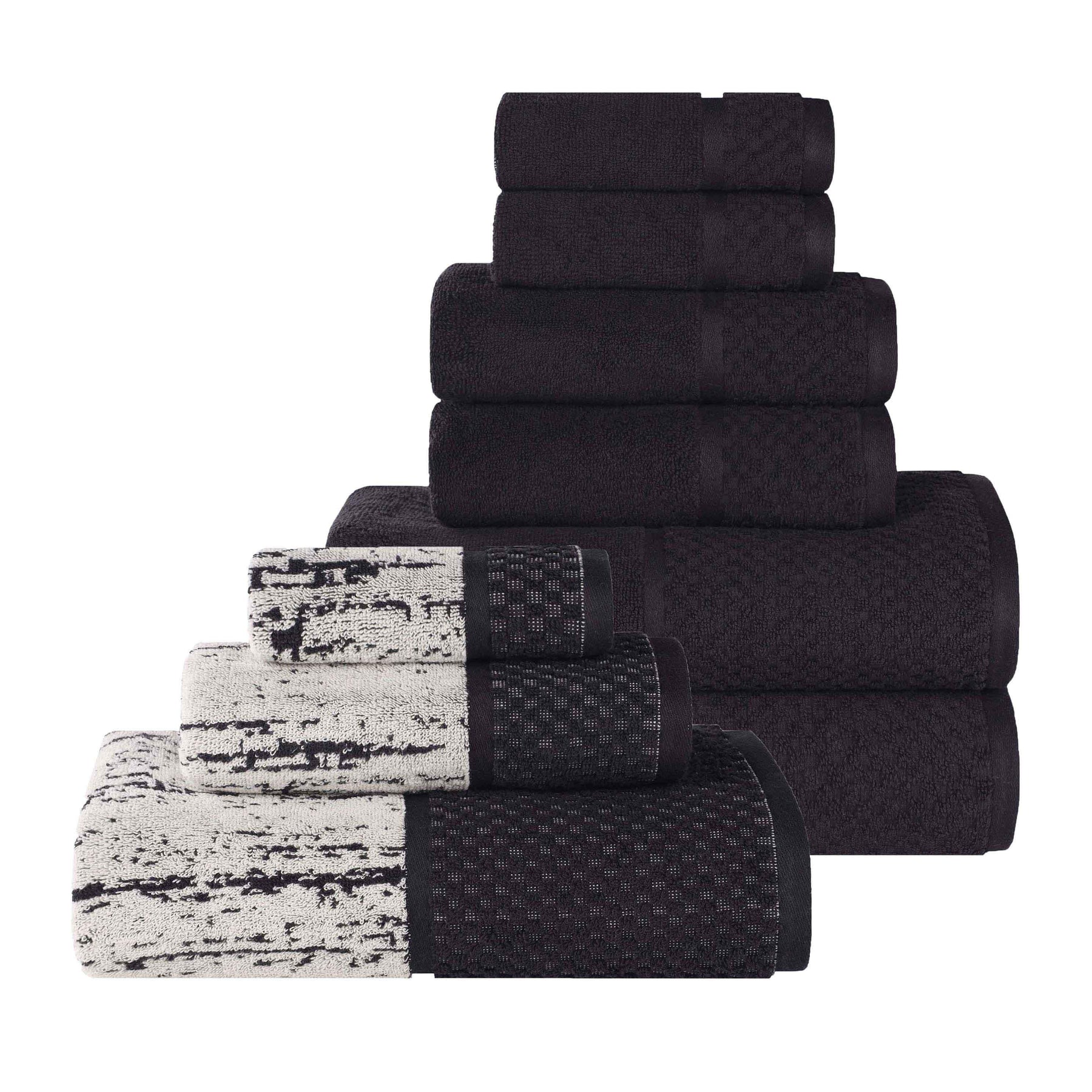 Lodie Cotton Jacquard Solid and Two-Toned 9 Piece Assorted Towel Set
