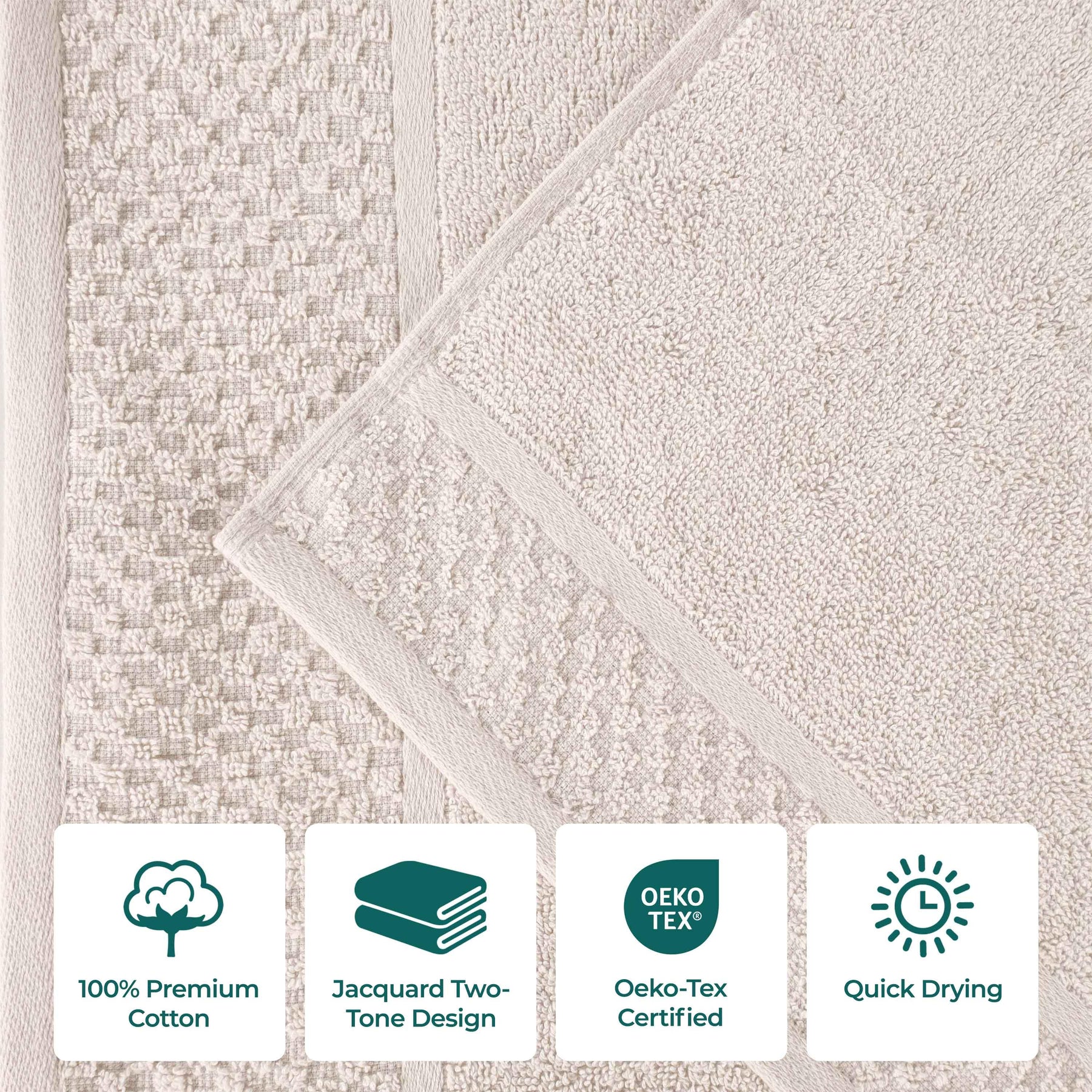 Lodie Cotton Jacquard Solid and Two-Toned 9 Piece Assorted Towel Set