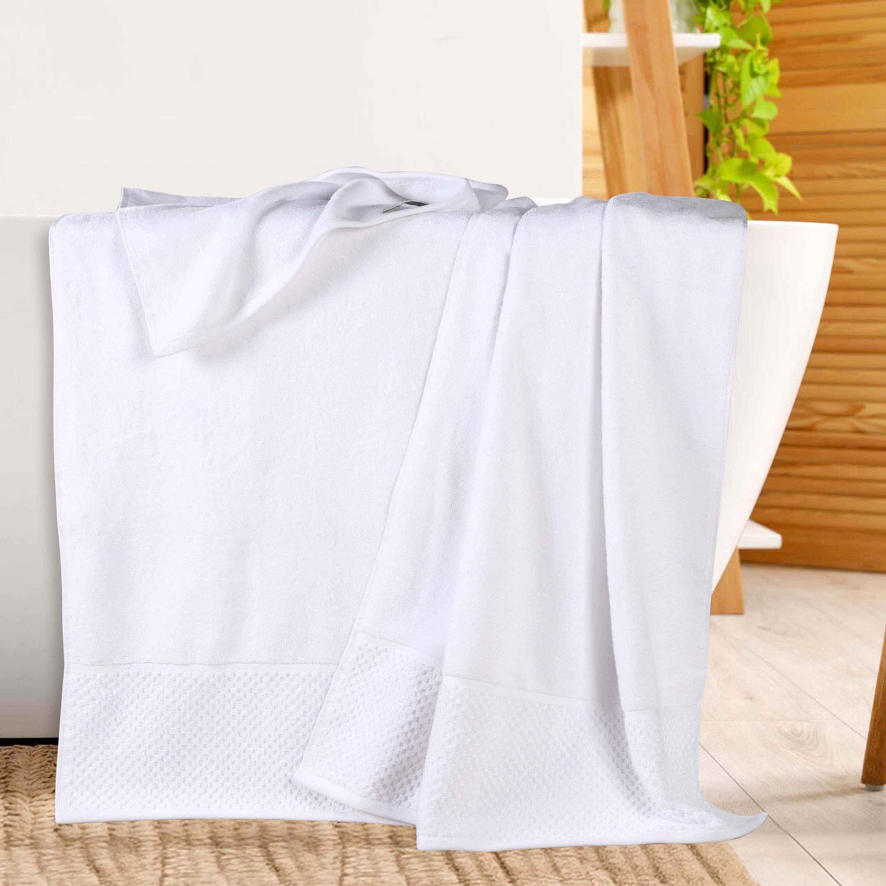 Lodie Cotton Jacquard Solid and Two-Toned Bath Sheet Set of 2