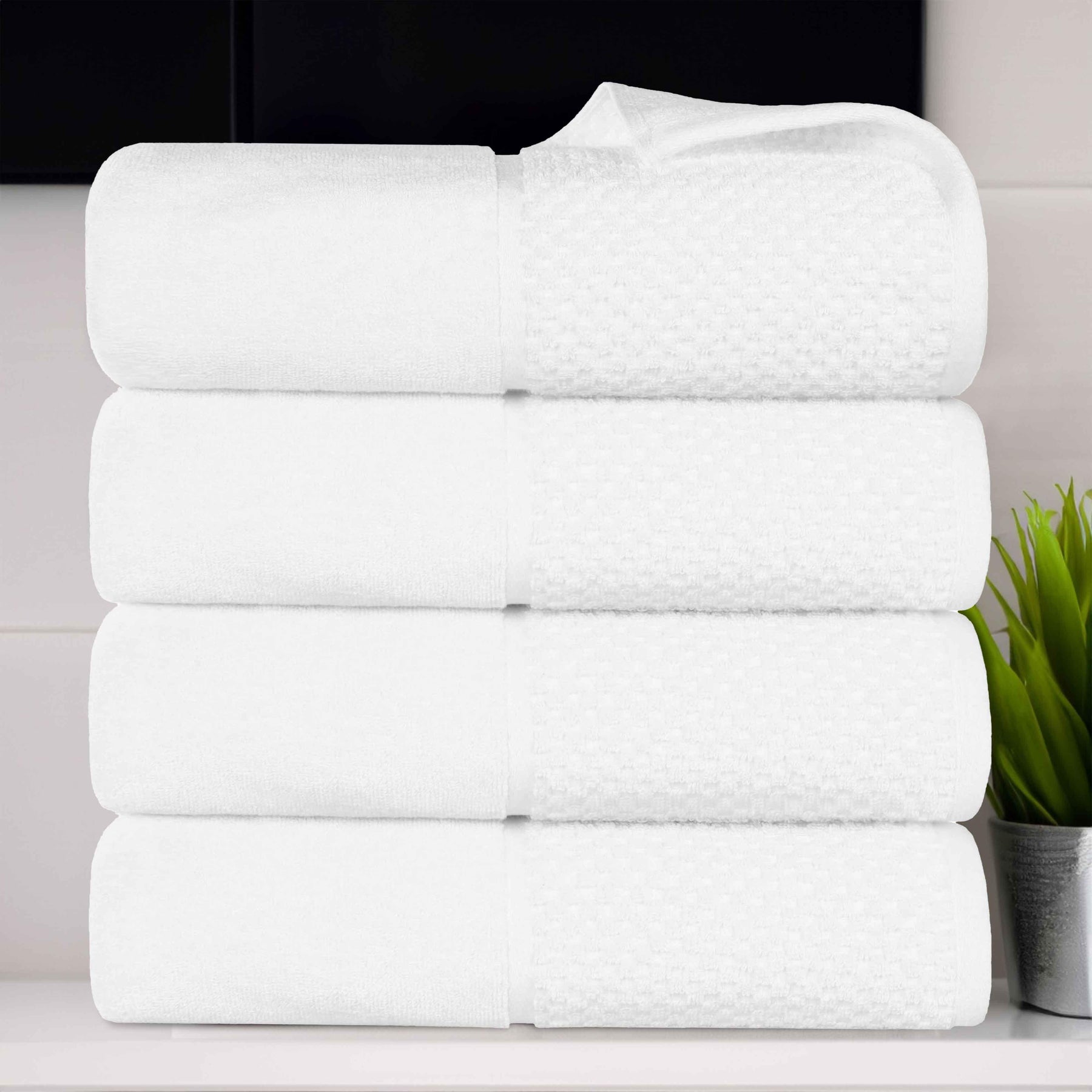 Lodie Cotton Jacquard Solid and Two-Toned Bath Towel Set of 4