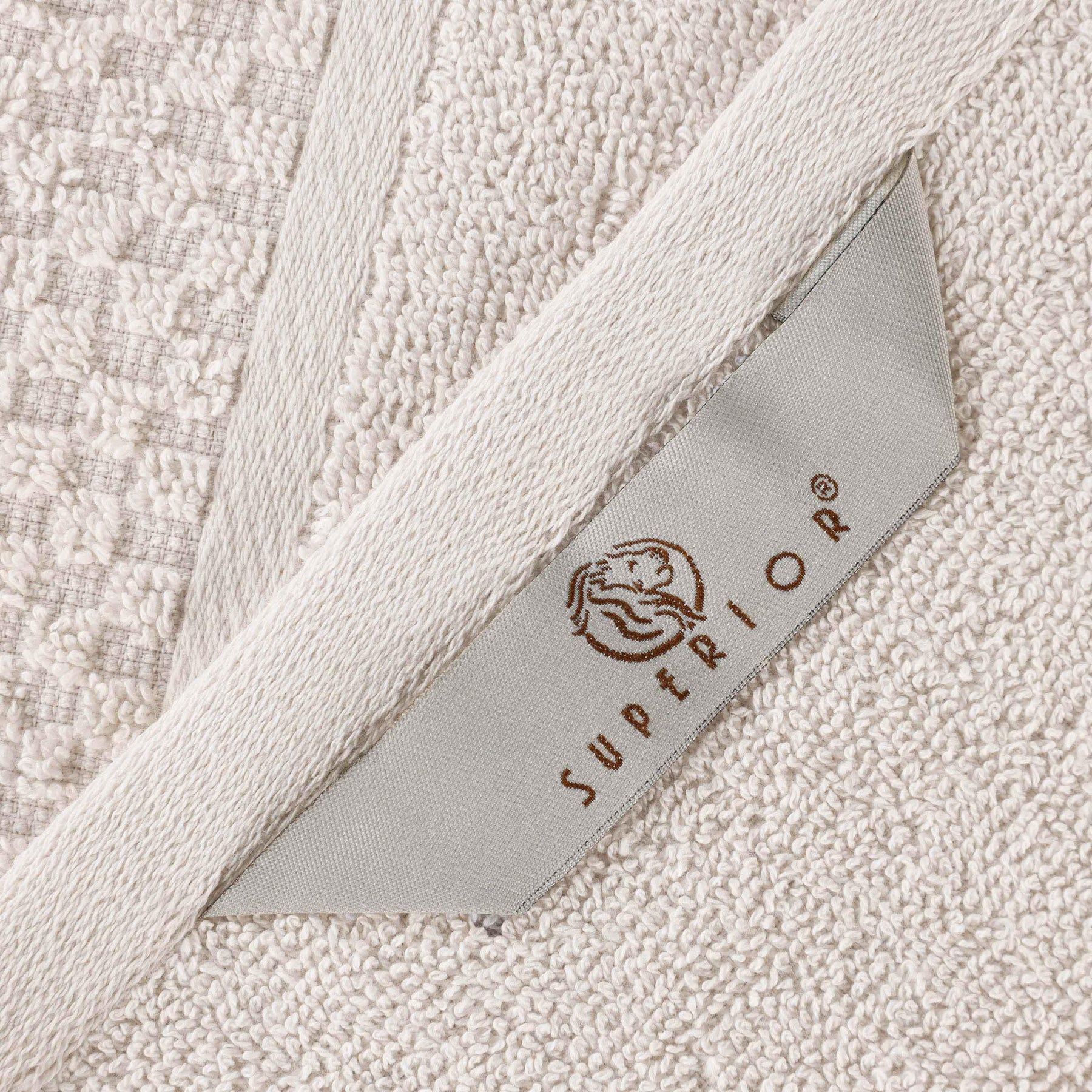 Lodie Cotton Jacquard Solid and Two-Toned Face Towel Washcloth Set of 12
