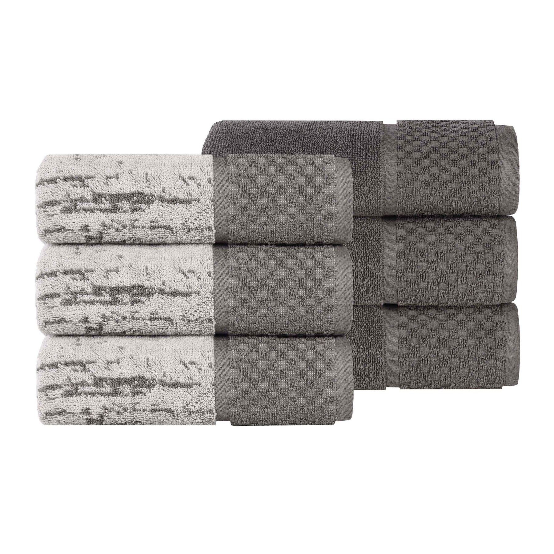 Lodie Cotton Jacquard Solid and Two-Toned Hand Towel Set of 6