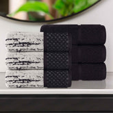 Lodie Cotton Jacquard Solid and Two-Toned Hand Towel Set of 6
