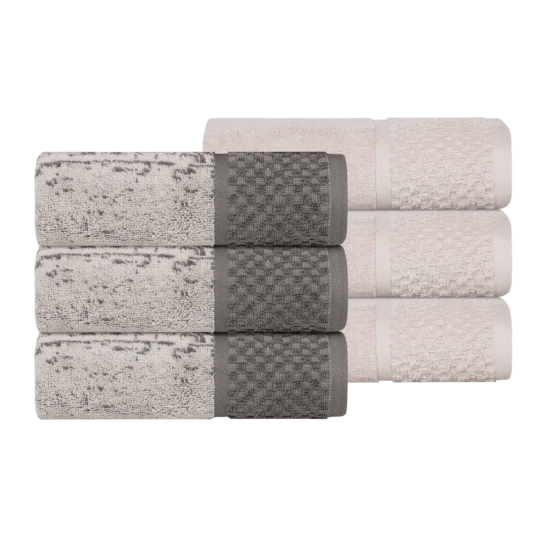 Lodie Cotton Jacquard Solid and Two-Toned Hand Towel Set of 6