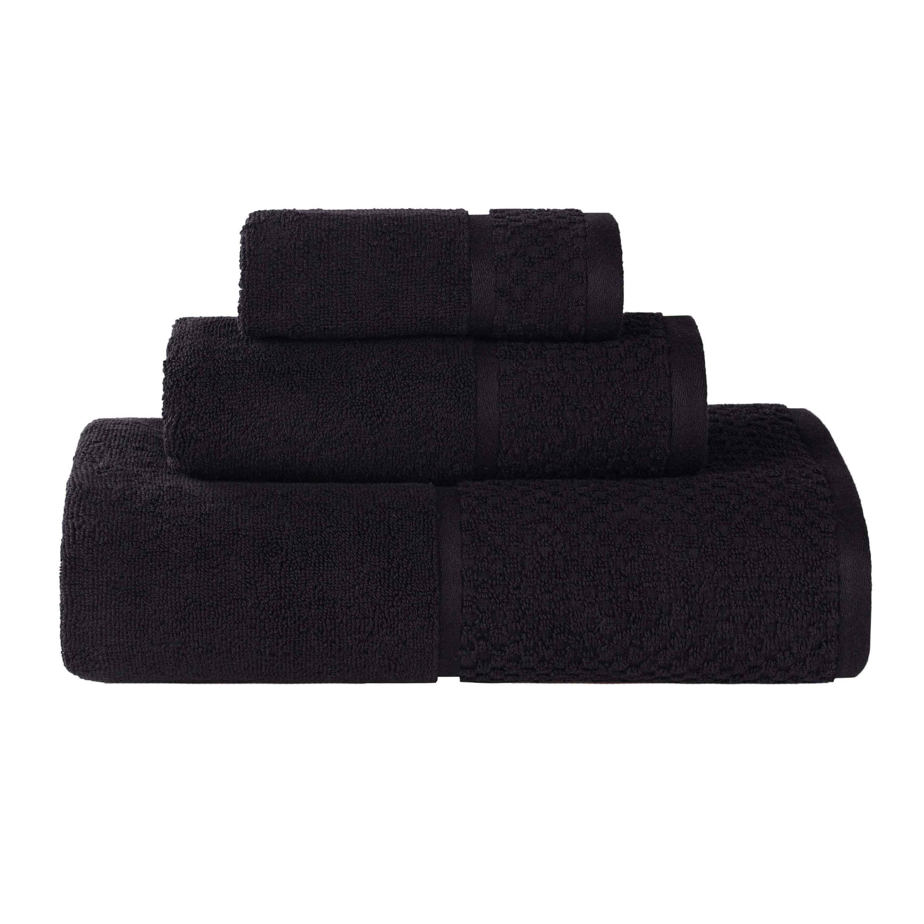 Lodie Cotton Plush Absorbent Jacquard Solid 3 Piece Assorted Towel Set