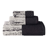 Lodie Cotton Plush Soft Jacquard Two-Toned 3 Piece Assorted Towel Set