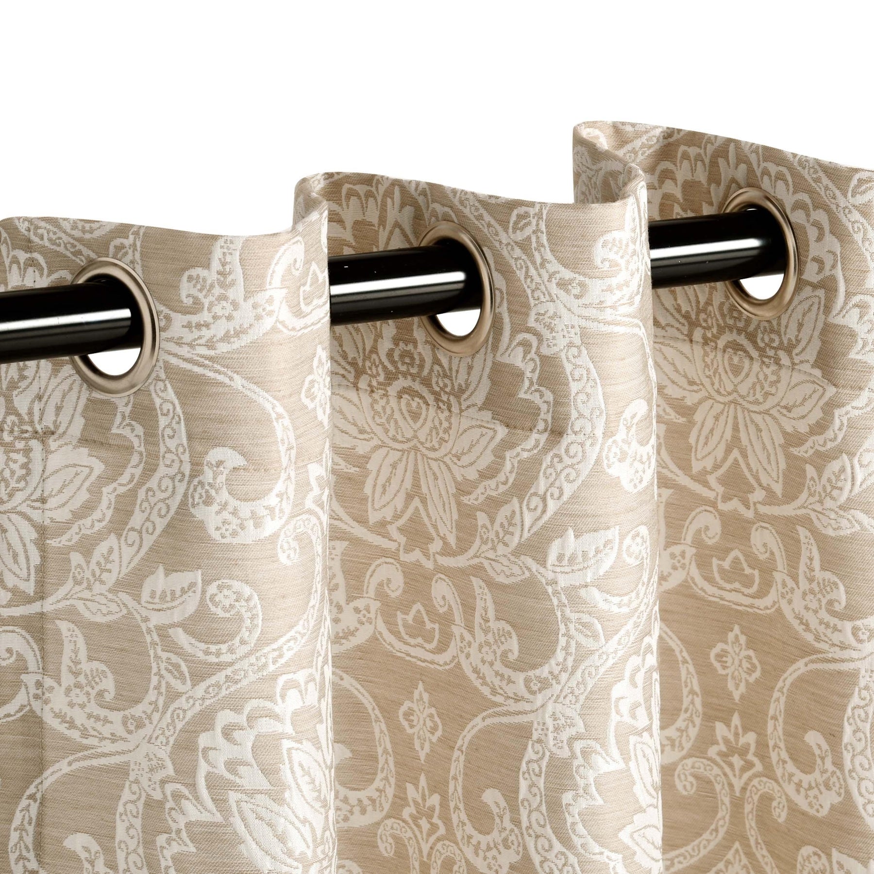 Lotus Jacquard Floral Damask Semi Sheer Curtain Panel Set
