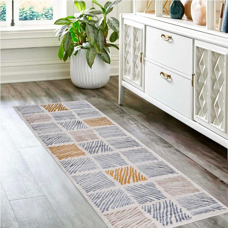 Lysandra Geometric Indoor Area Rugs Or Runner Rug Grey