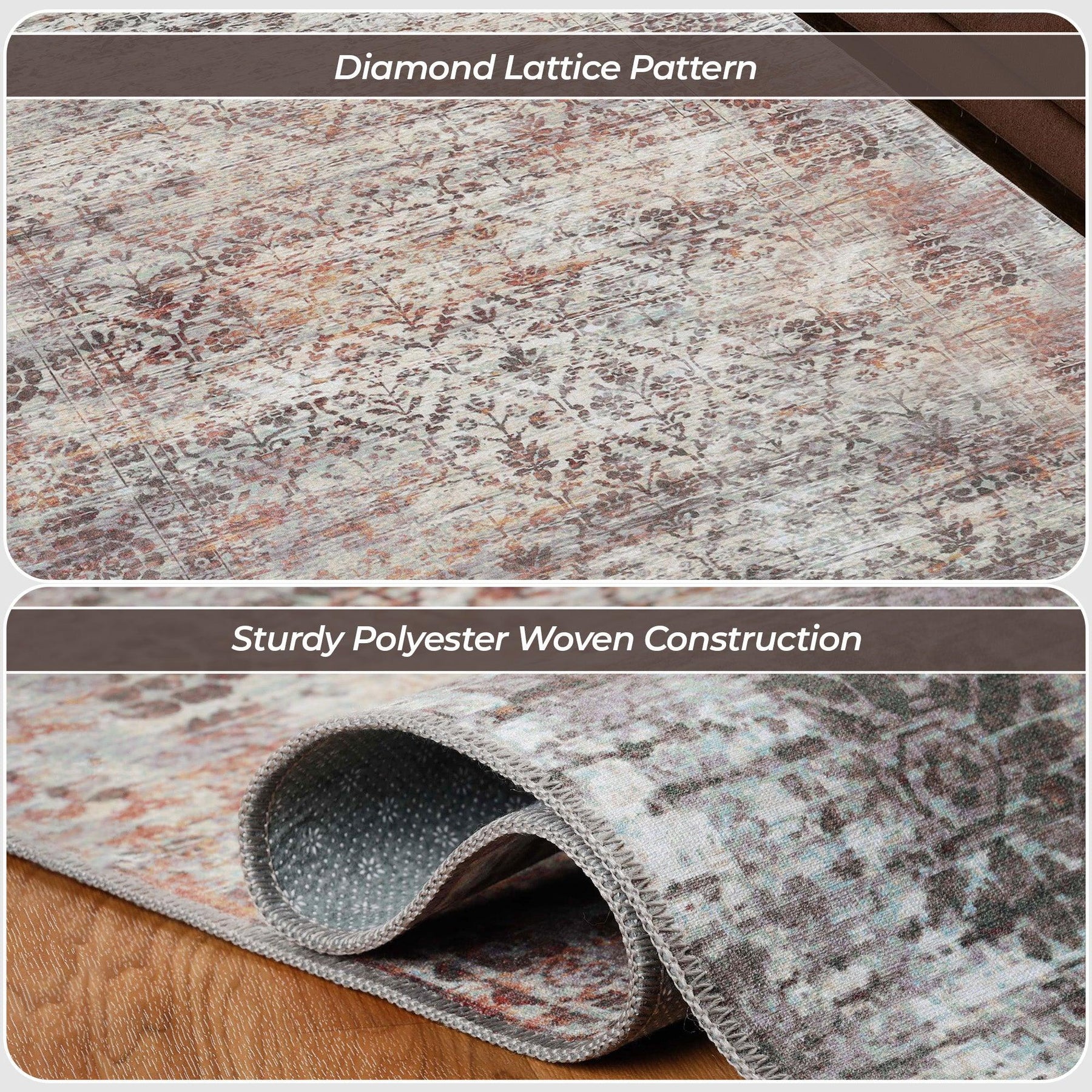 Macaw Diamond Lattice Non-Slip Washable Indoor Area Rugs or Runner Rug
