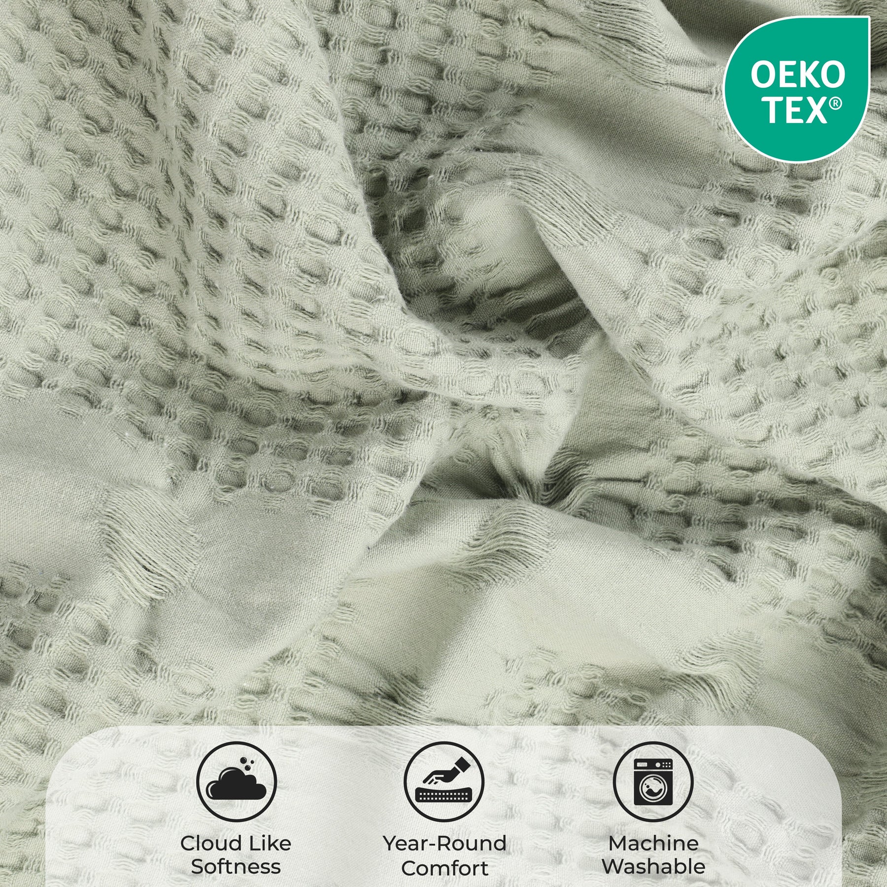 Mai Waffle Weave Honeycomb Soft Textured Cotton Blanket