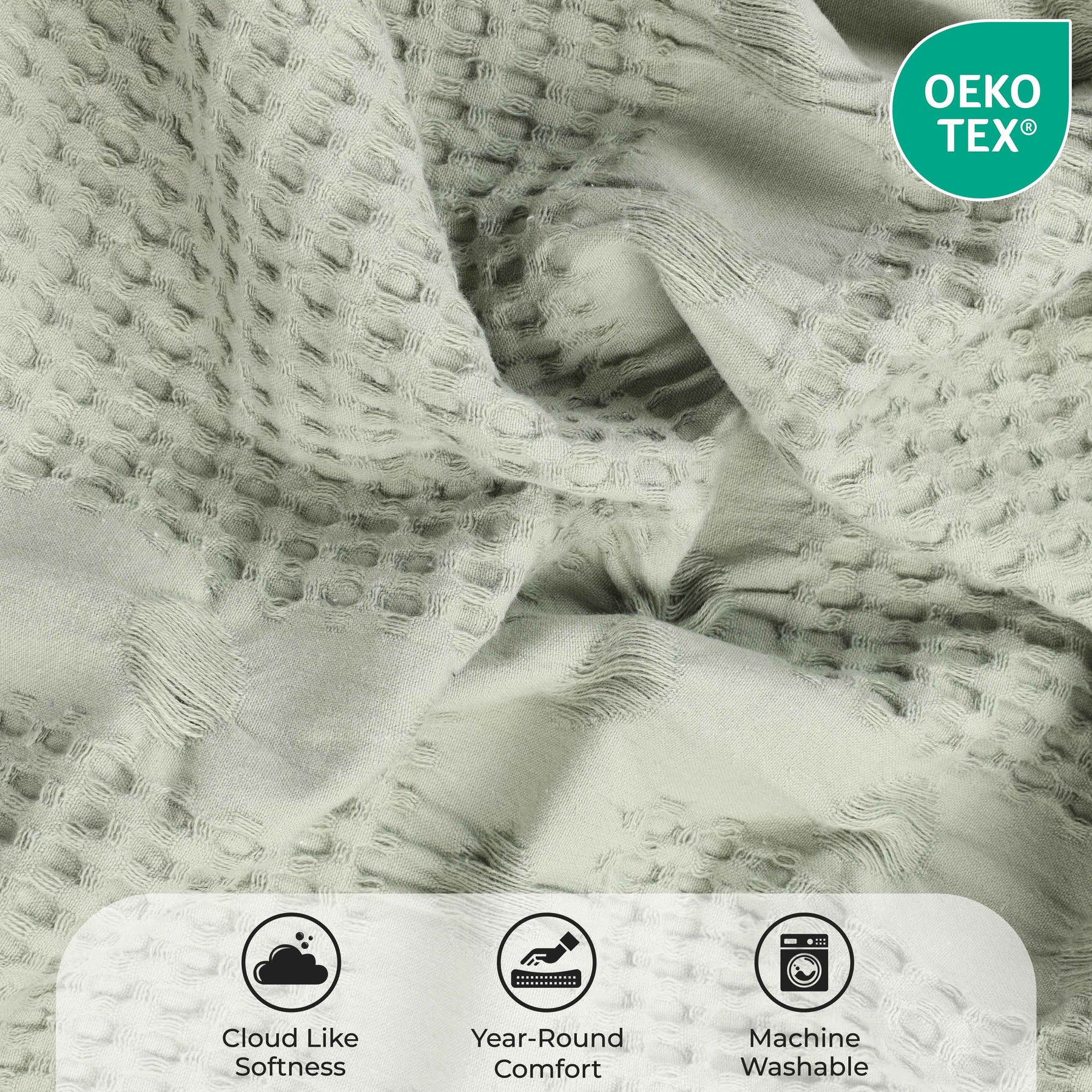 Mai Waffle Weave Honeycomb Soft Textured Cotton Blanket