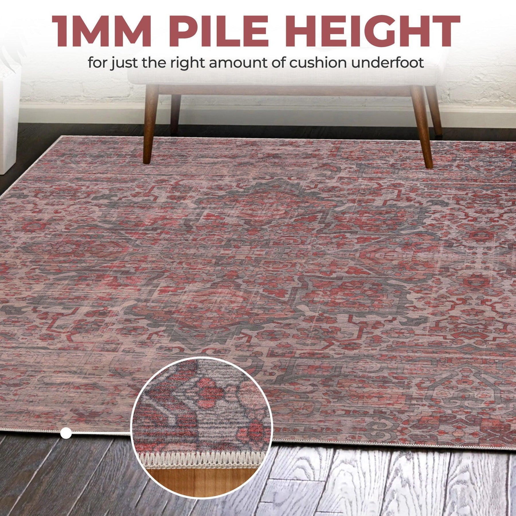 Manakin Bohemian Medallion Non-Slip Washable Indoor Area Rug