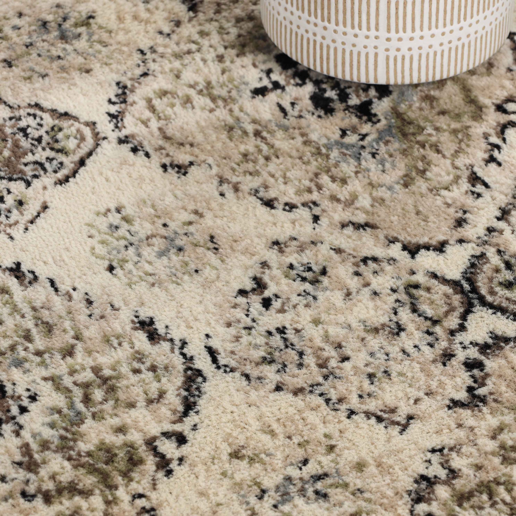 Mayfair Distressed Damask Indoor Area Rug or Runner Rug Or Door Mat