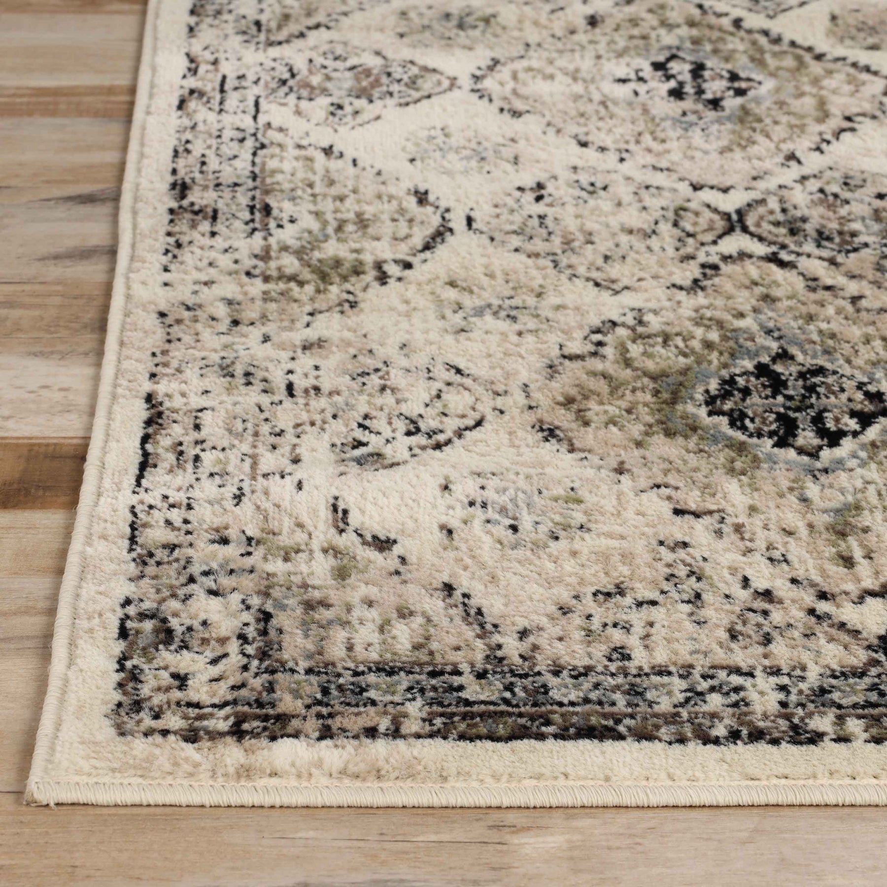 Mayfair Distressed Damask Indoor Area Rug or Runner Rug Or Door Mat
