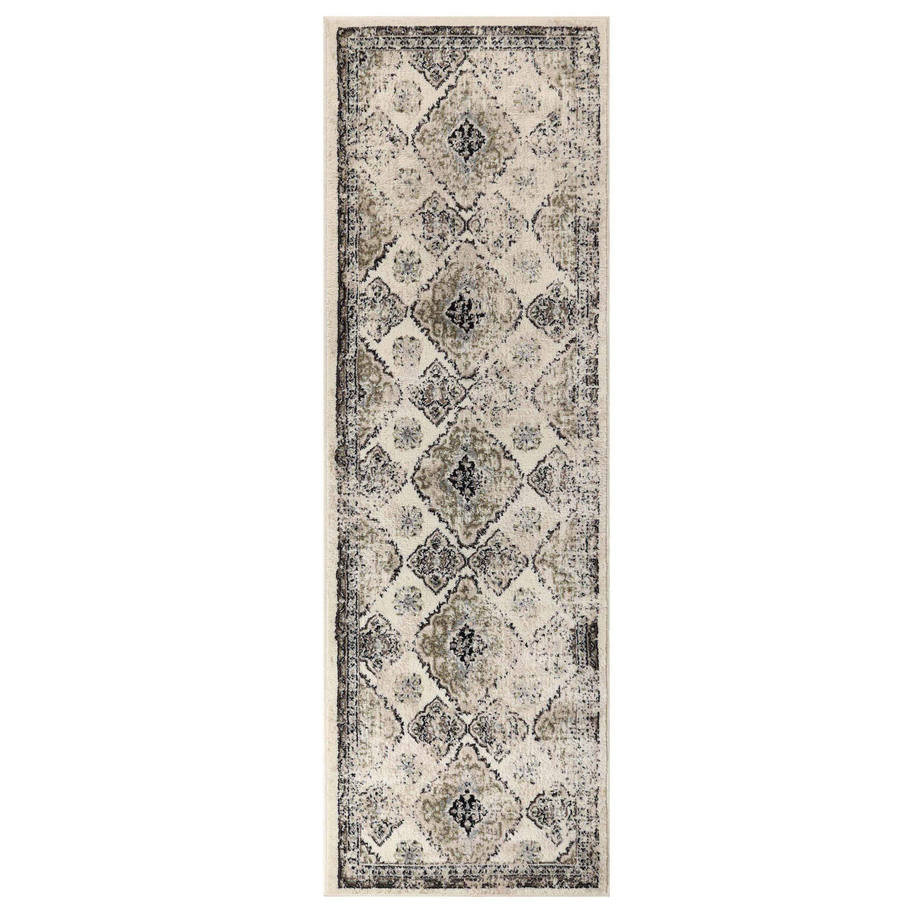 Mayfair Distressed Damask Indoor Area Rug or Runner Rug Or Door Mat