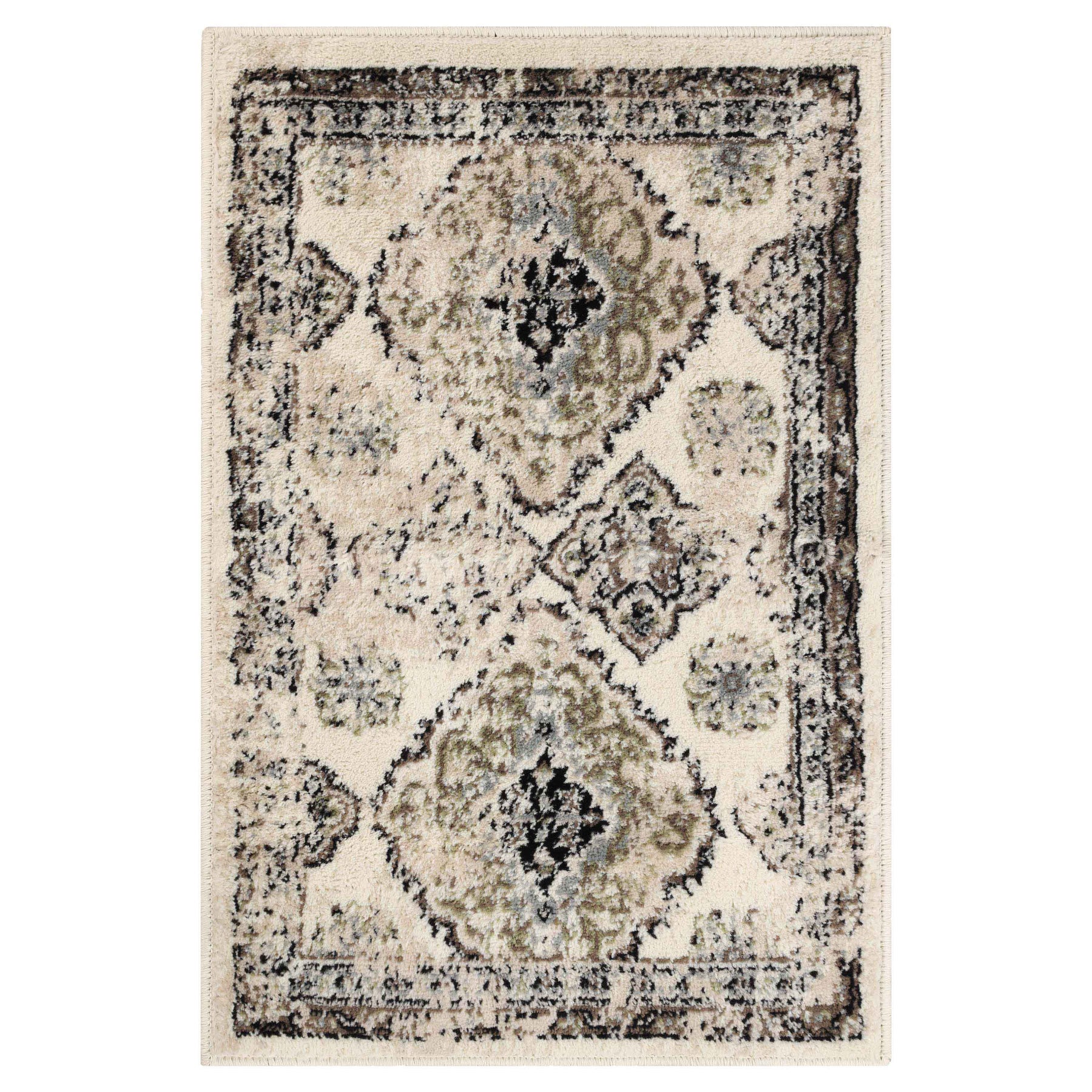 Mayfair Distressed Damask Indoor Area Rug or Runner Rug Or Door Mat