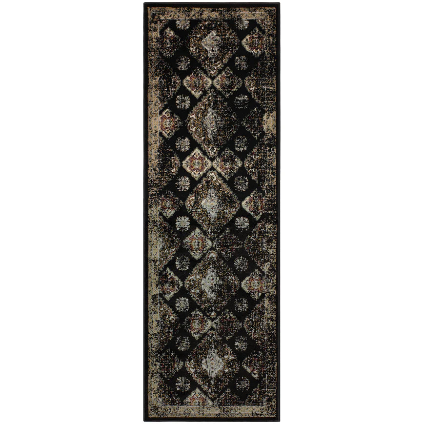 Mayfair Distressed Damask Indoor Area Rug or Runner Rug Or Door Mat