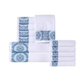 Medallion Cotton Jacquard Textured Soft Absorbent 12 Piece Towel Set
