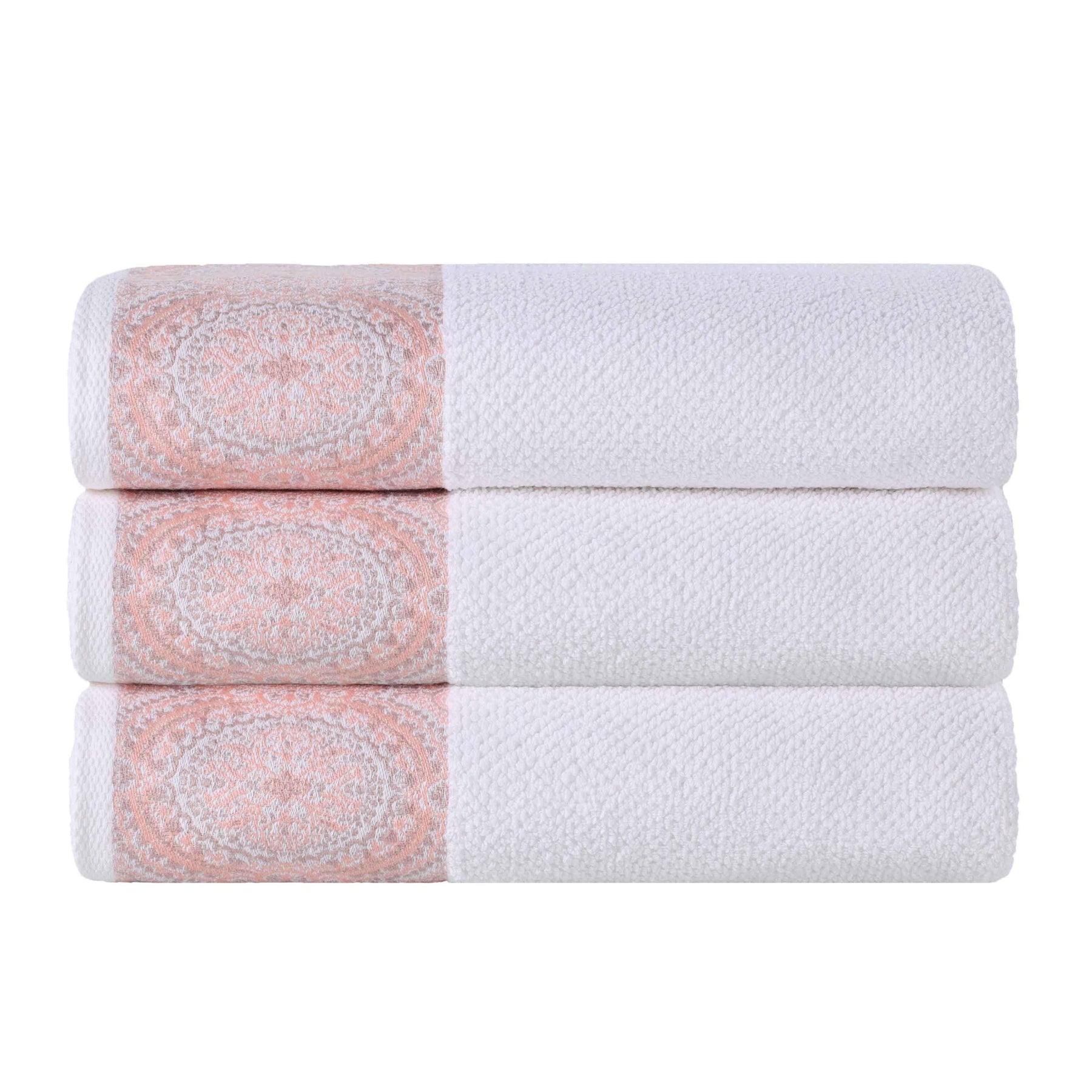 Medallion Cotton Jacquard Textured Soft Absorbent Bath Towel Set of 3