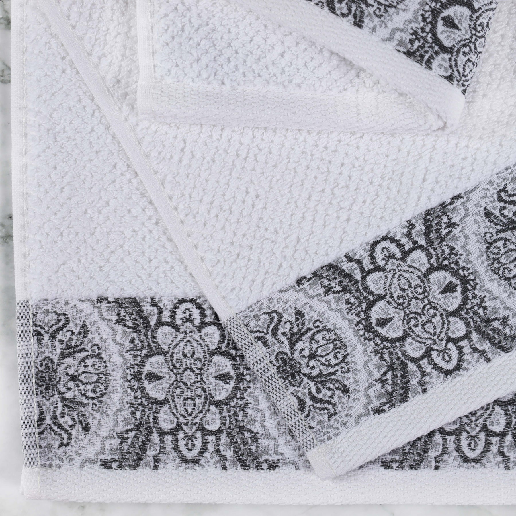 Medallion Cotton Jacquard Textured Soft Absorbent Bath Towel Set of 3