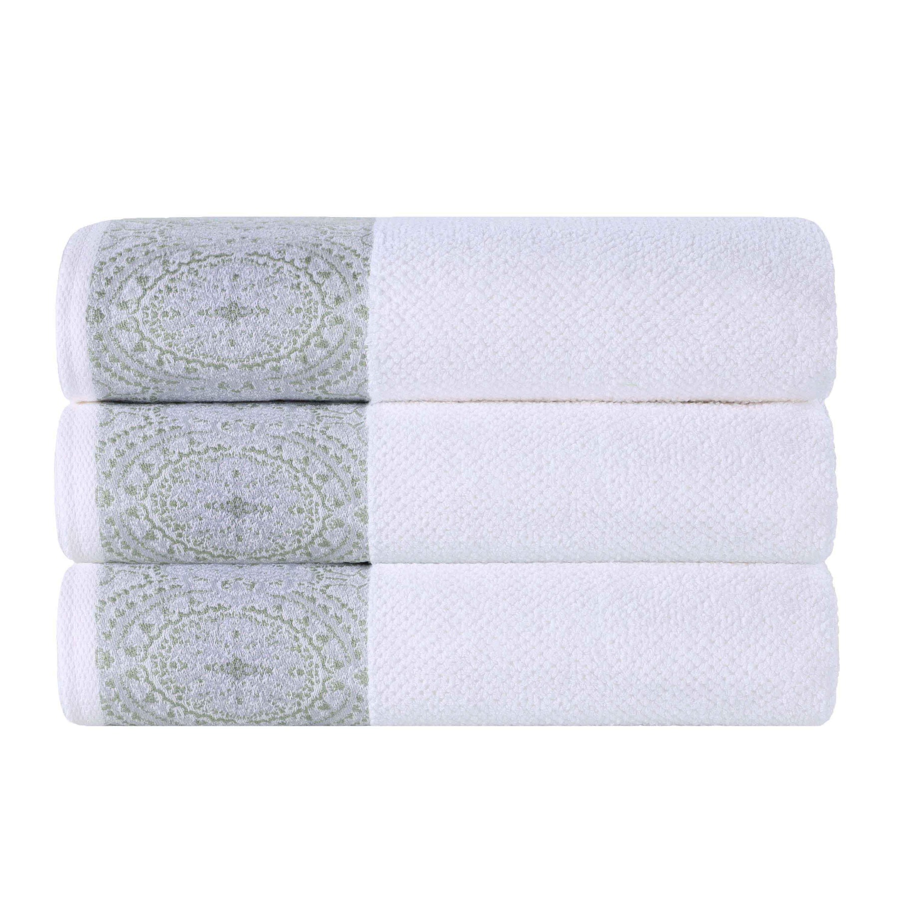 Medallion Cotton Jacquard Textured Soft Absorbent Bath Towel Set of 3