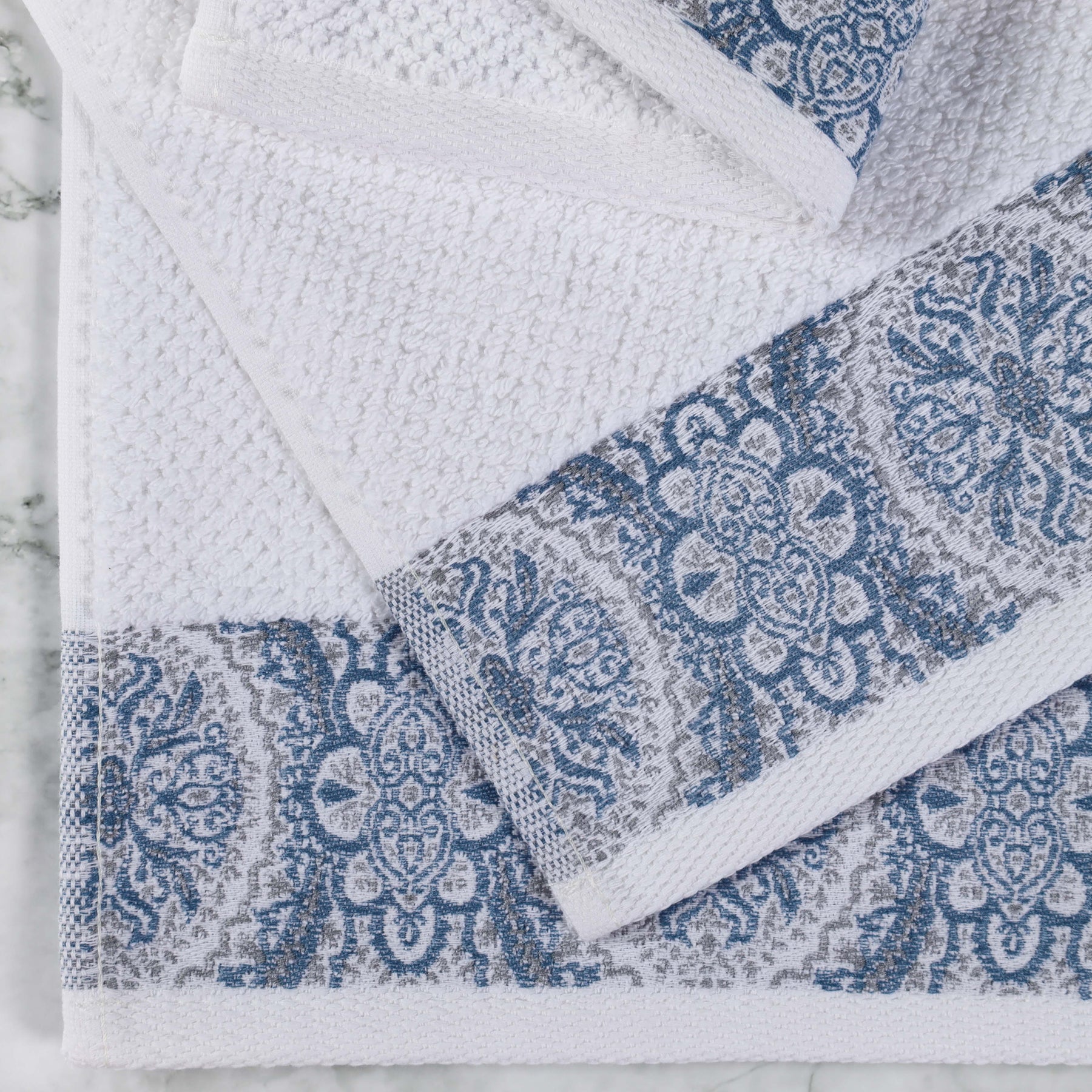 Medallion Cotton Jacquard Textured Soft Absorbent Bath Towel Set of 3