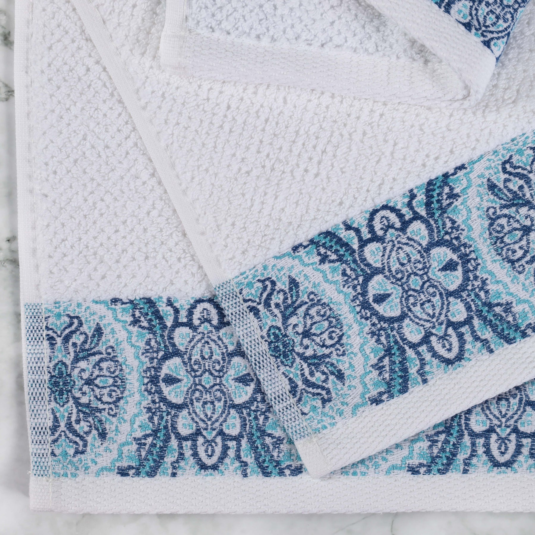Medallion Cotton Jacquard Textured Soft Absorbent Bath Towel Set of 3