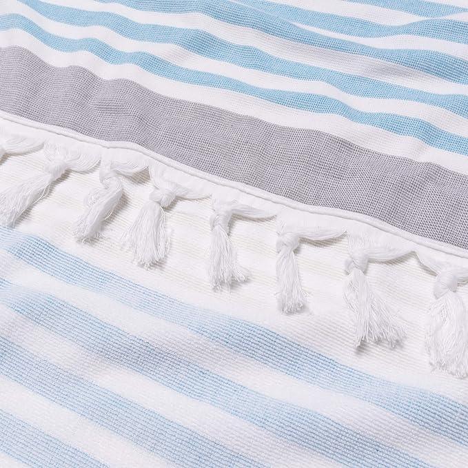 Meera Stripe Fouta 2 Piece Beach Towel Set with Tassels