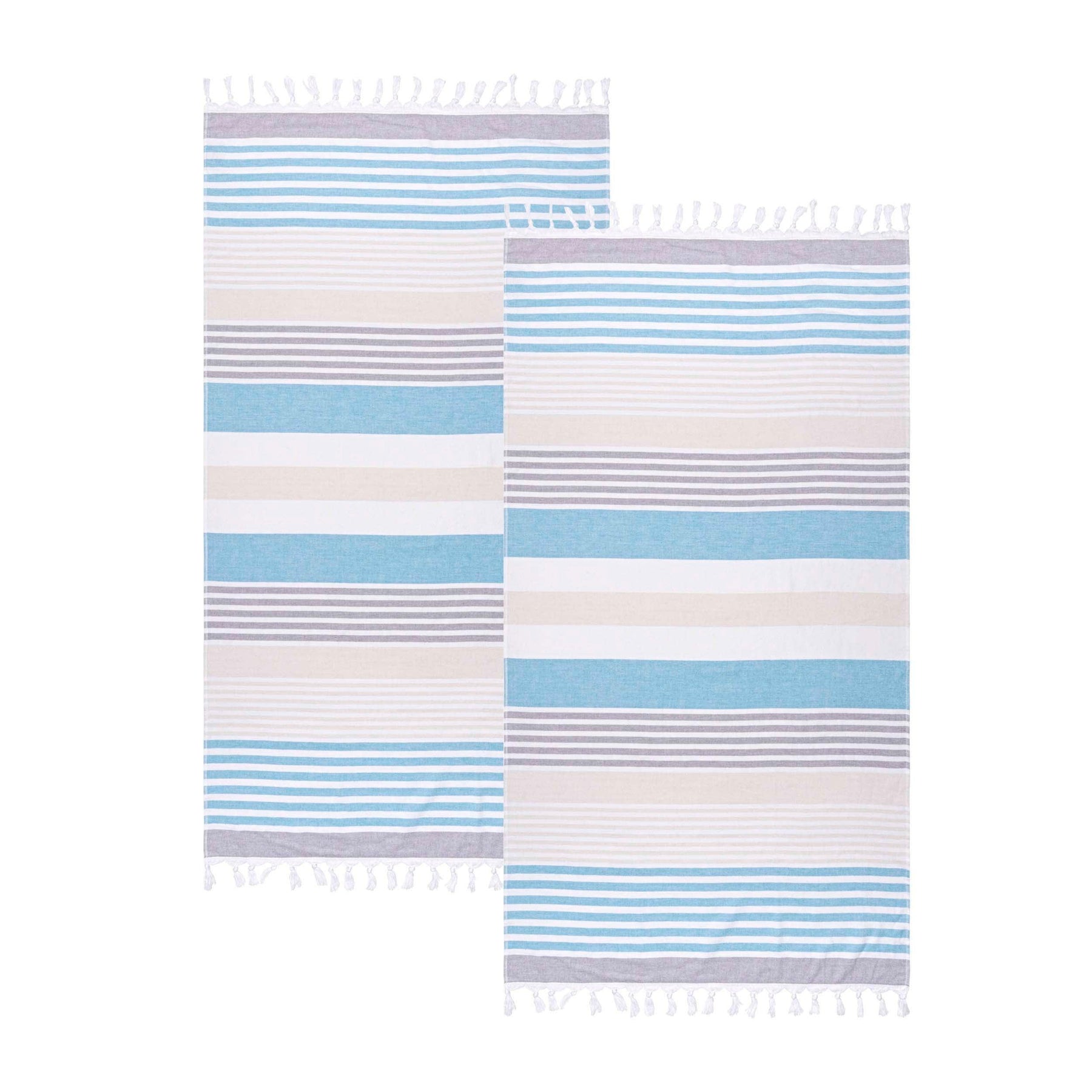 Meera Stripe Fouta 2 Piece Beach Towel Set with Tassels